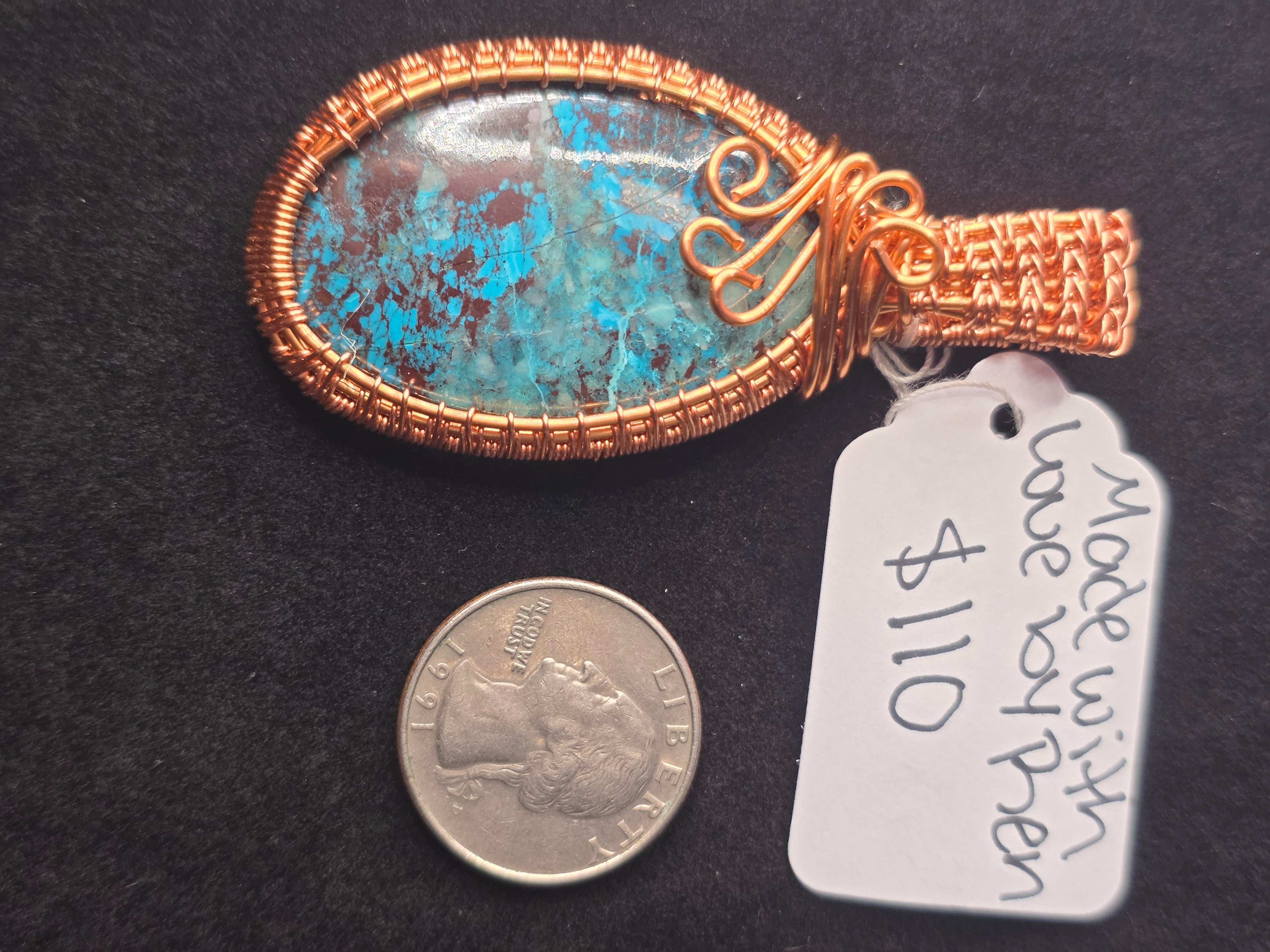 Chrysocolla Wire Woven Pendant