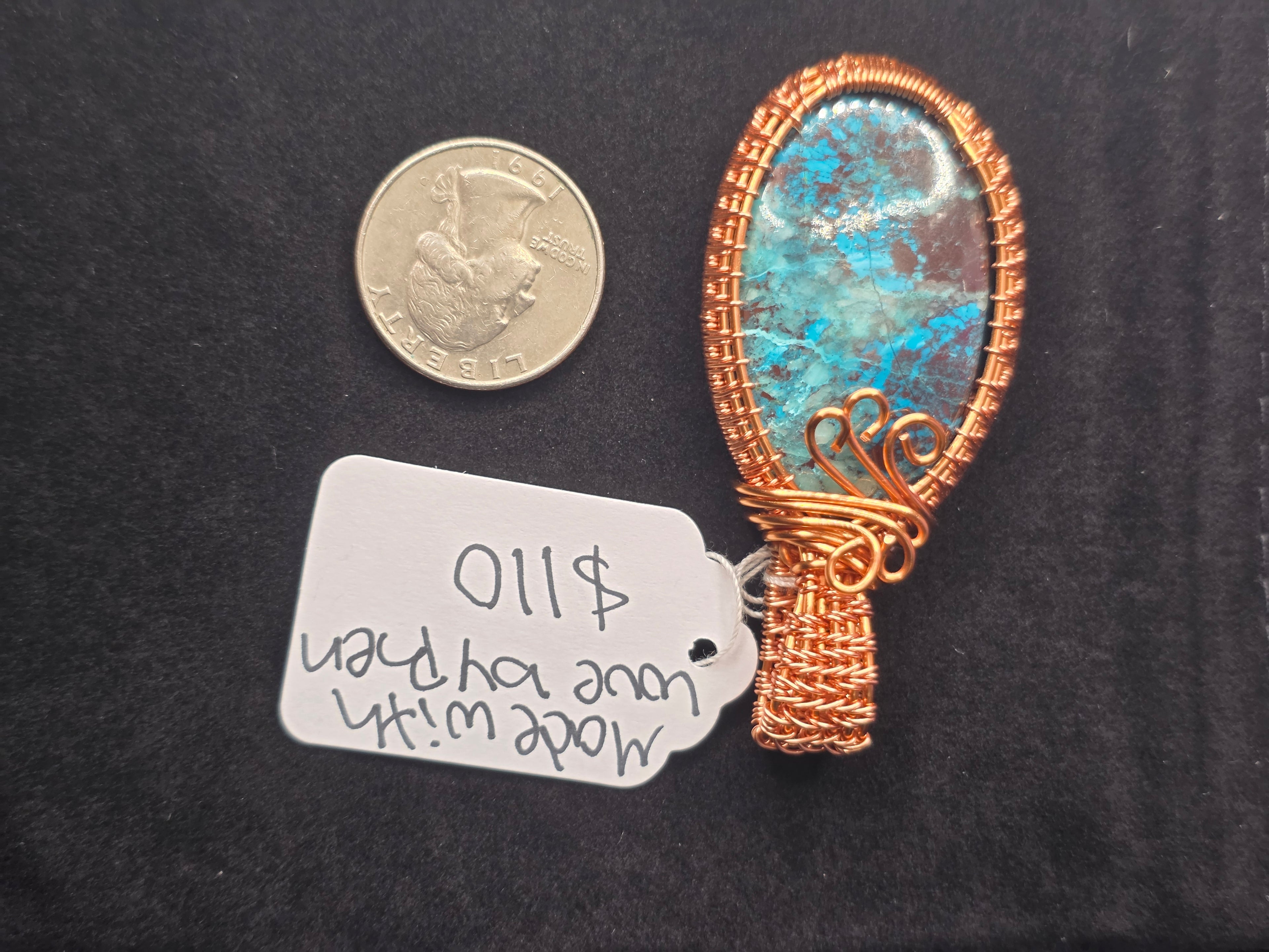 Chrysocolla Wire Woven Pendant