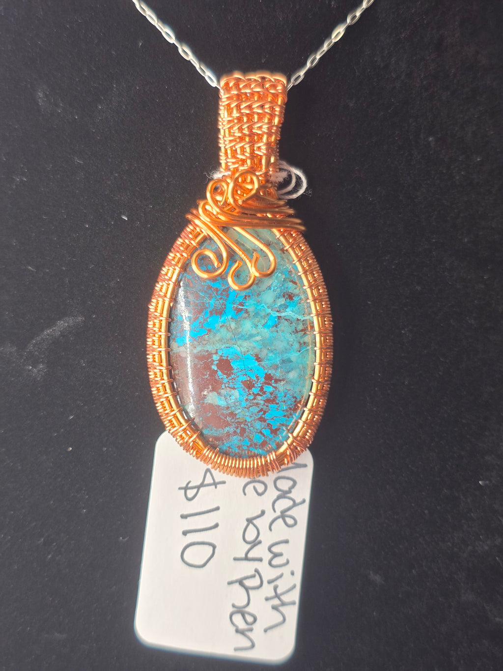 Chrysocolla Wire Woven Pendant