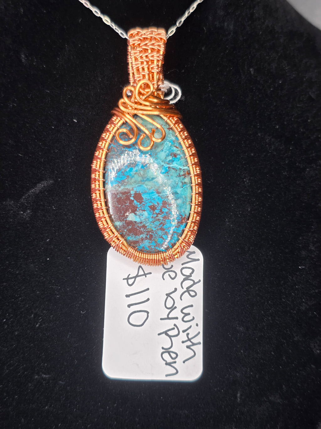 Chrysocolla Wire Woven Pendant