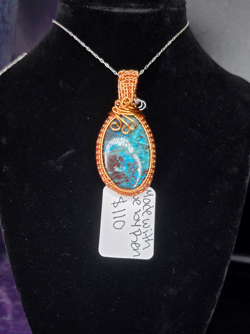 Chrysocolla Wire Woven Pendant
