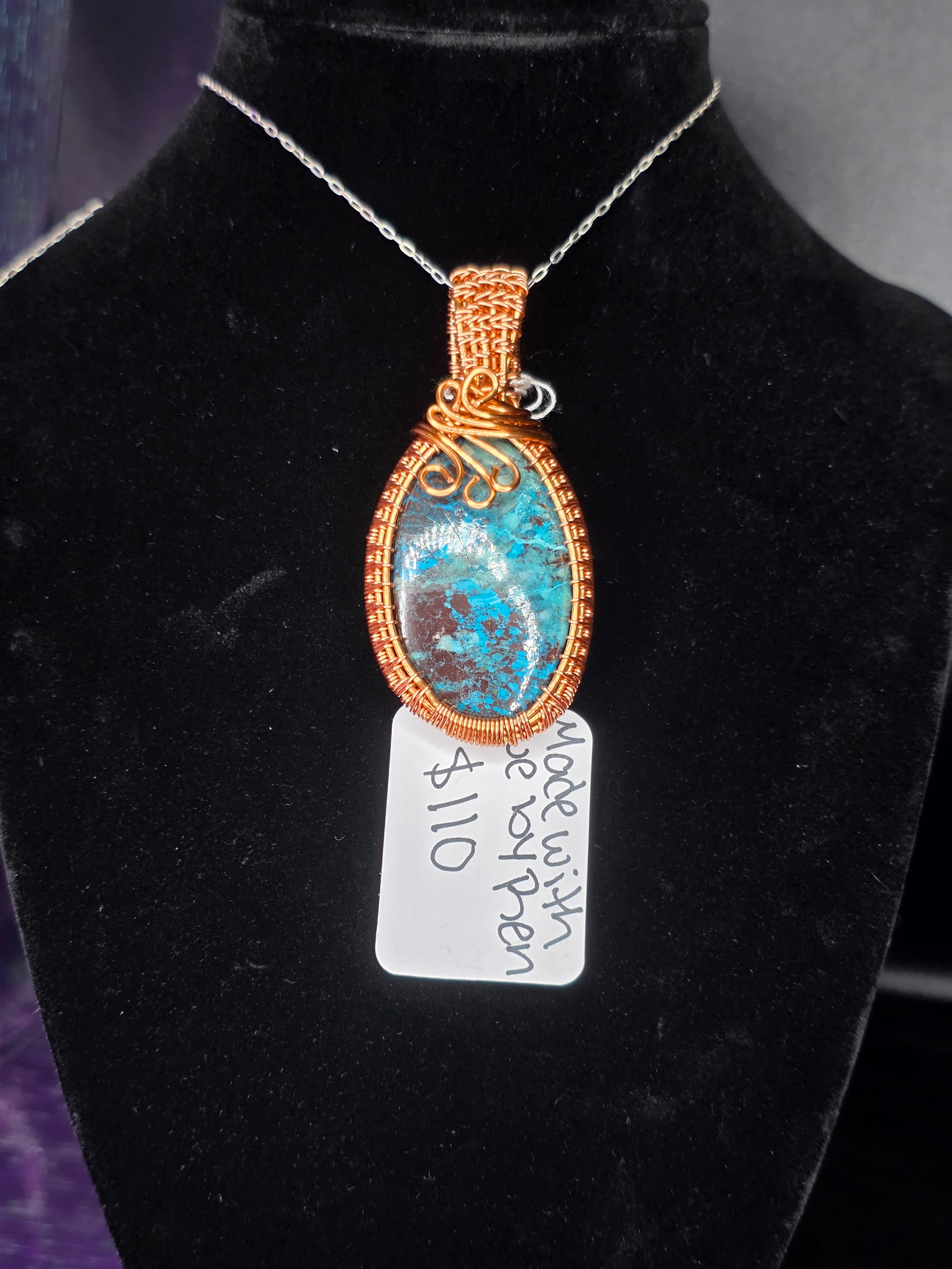 Chrysocolla Wire Woven Pendant