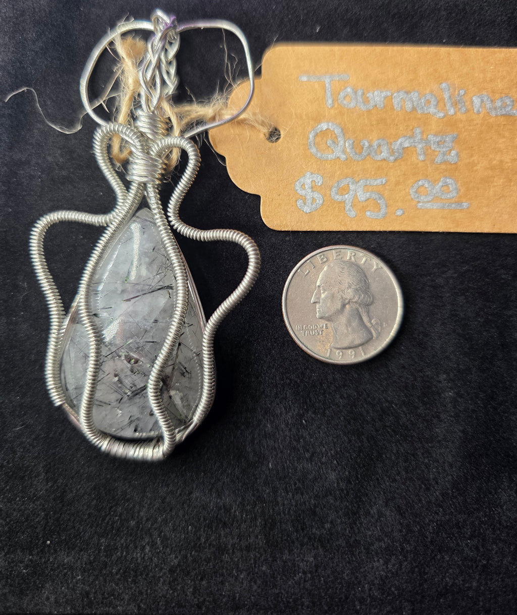 Tourmalinated Quartz Teardrop Artisan Pendant