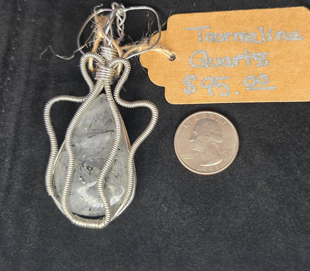 Tourmalinated Quartz Teardrop Artisan Pendant