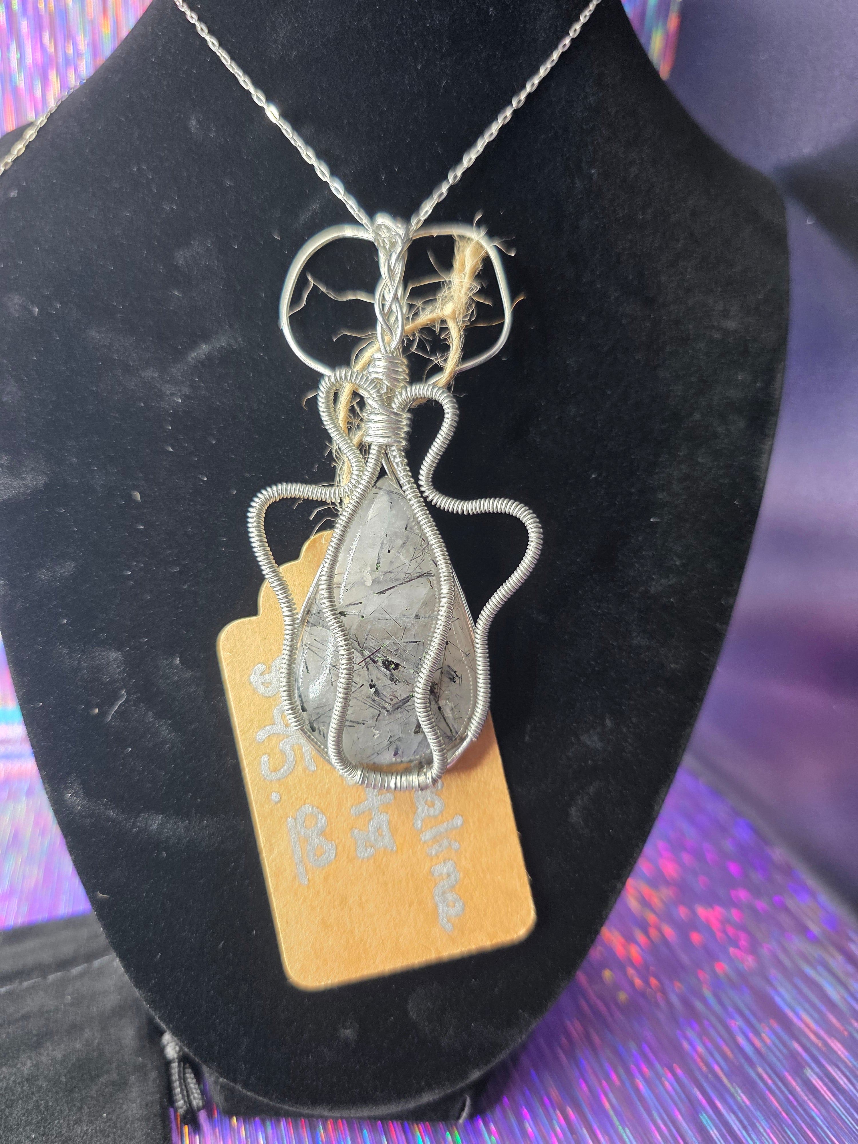 Tourmalinated Quartz Teardrop Artisan Pendant