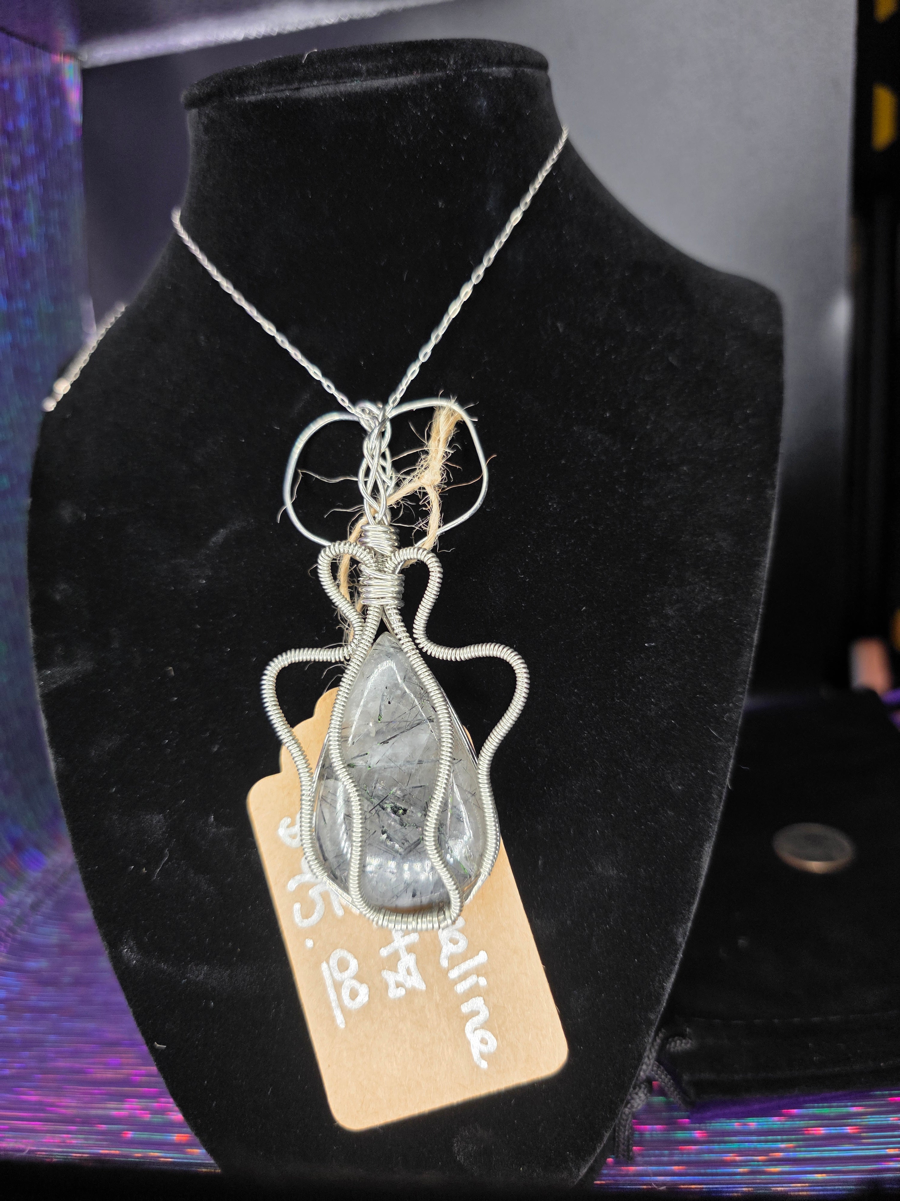 Tourmalinated Quartz Teardrop Artisan Pendant