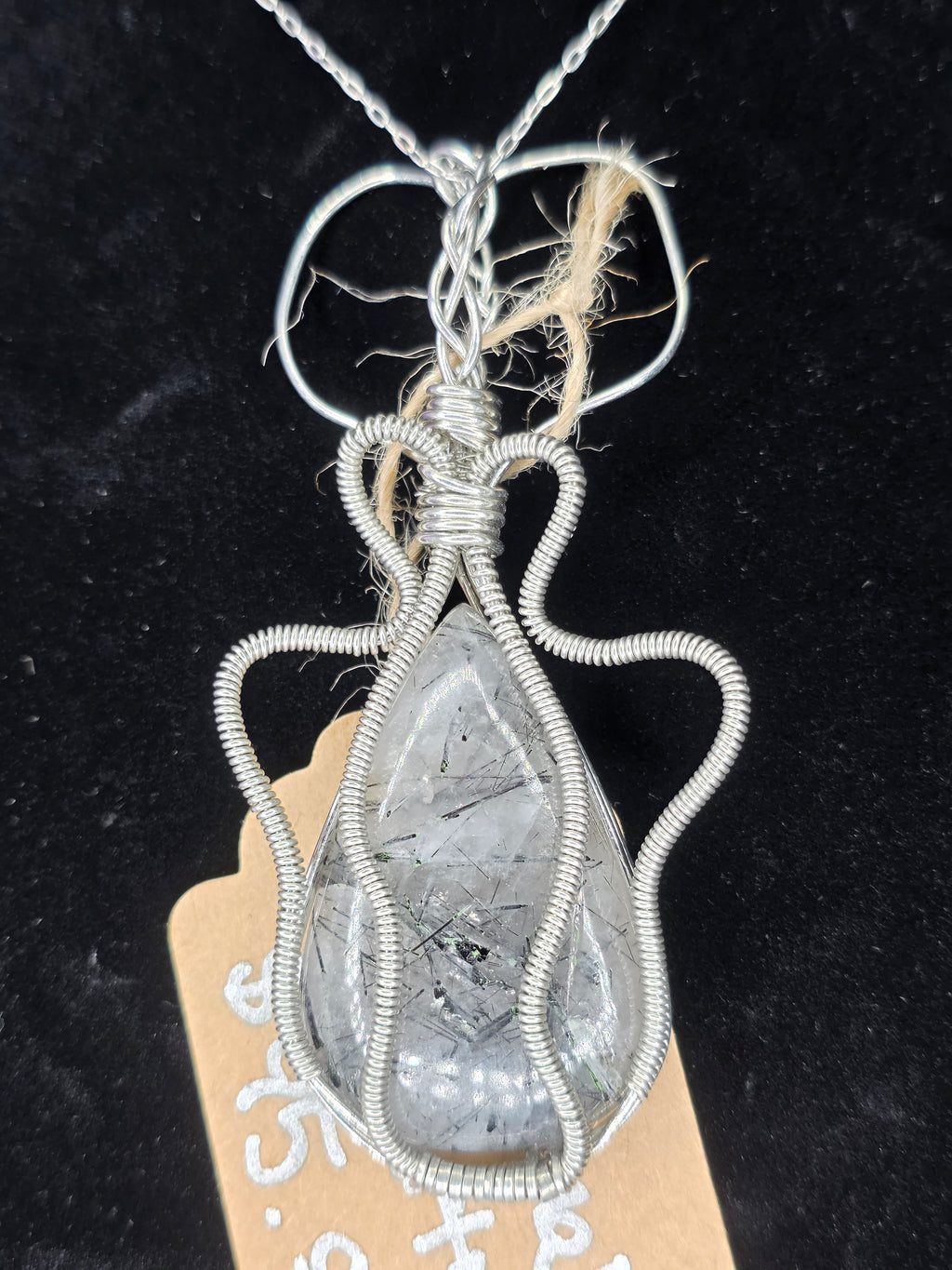 Tourmalinated Quartz Teardrop Artisan Pendant