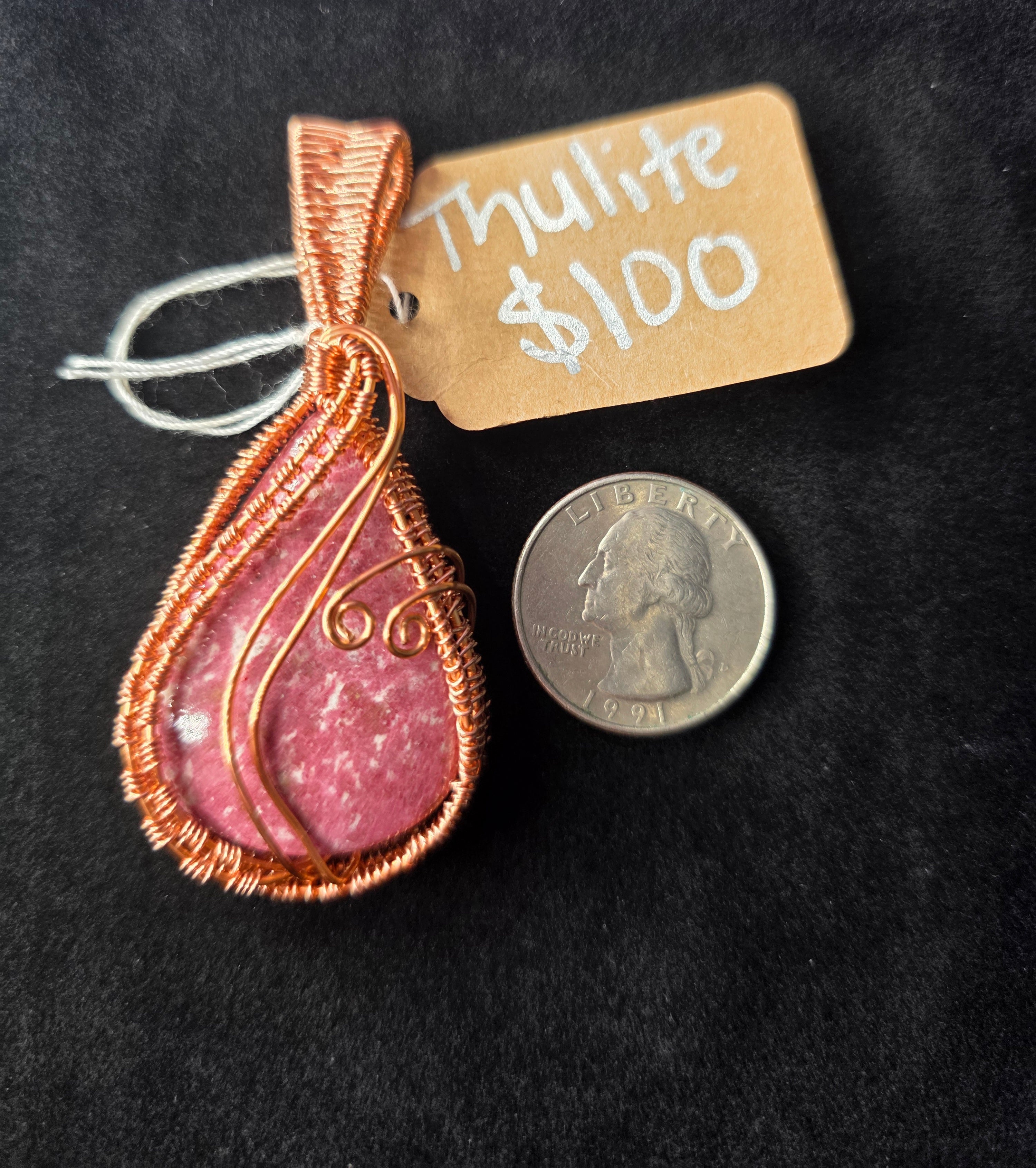 Thulite Artisan Wire Woven Copper Pendant