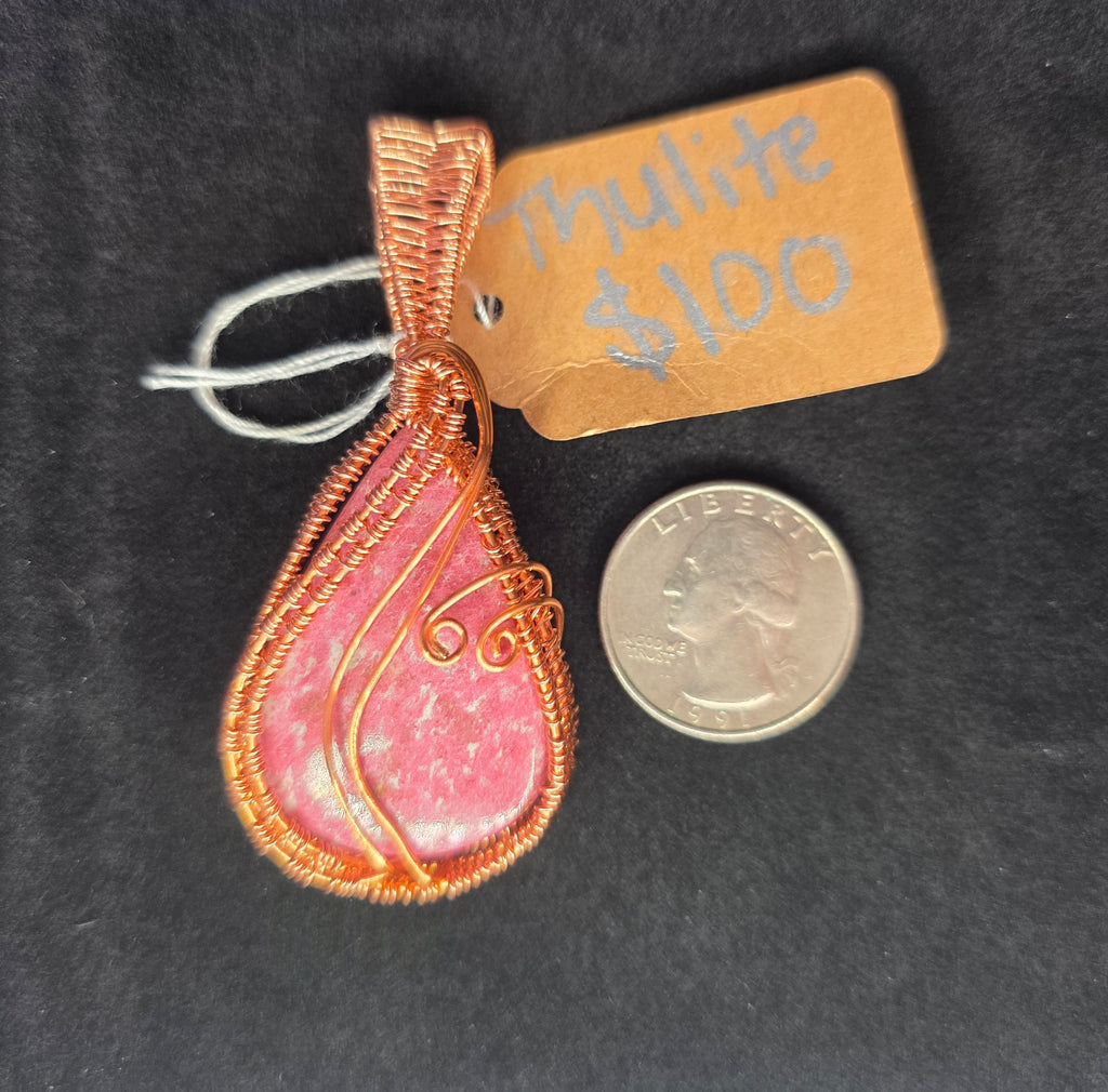 Thulite Artisan Wire Woven Copper Pendant
