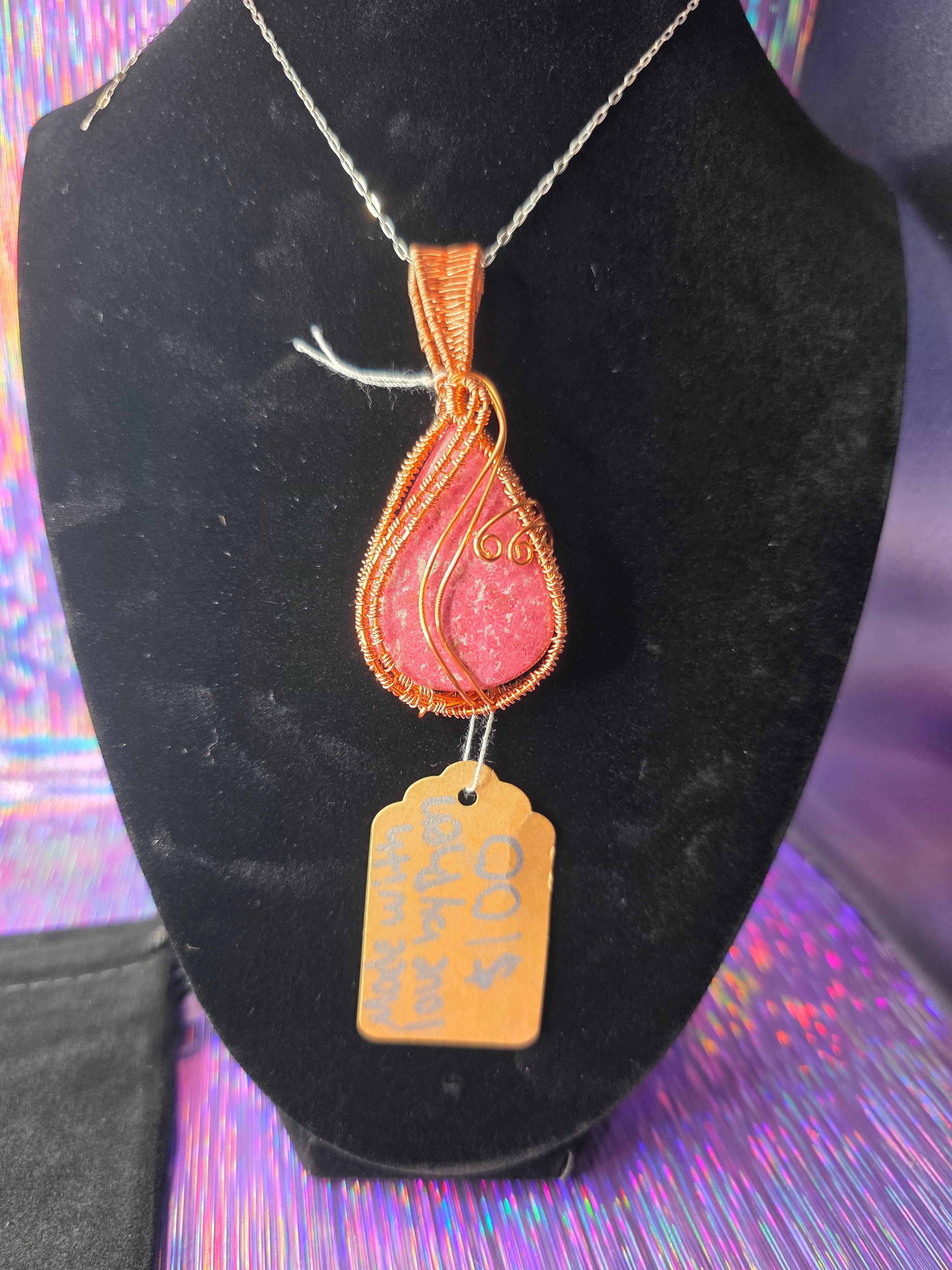 Thulite Artisan Wire Woven Copper Pendant