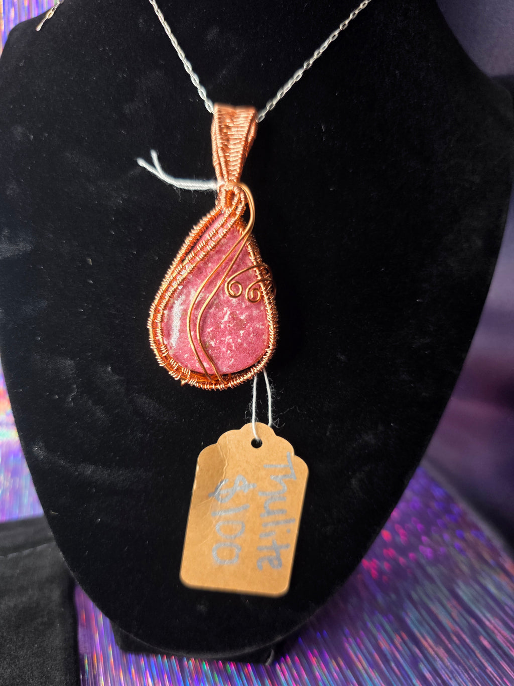 Thulite Artisan Wire Woven Copper Pendant