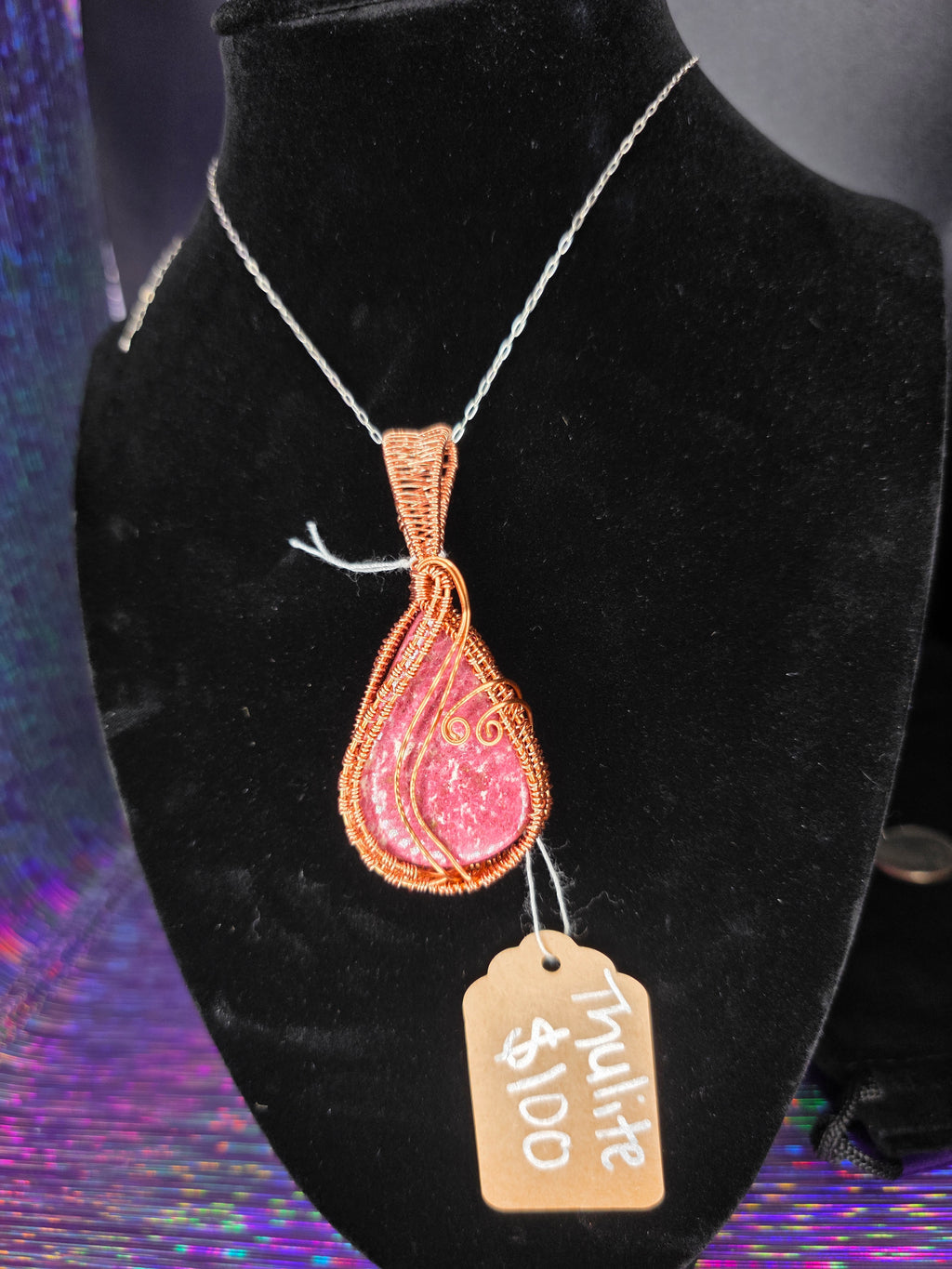 Thulite Artisan Wire Woven Copper Pendant