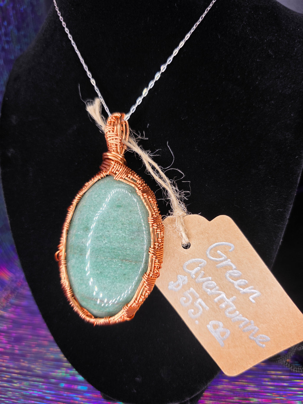 Green Aventurine Copper Pendant