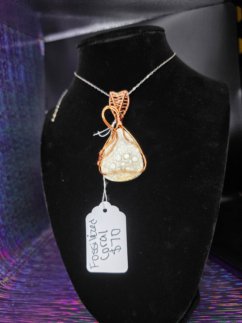Fossilized Coral Wide Teardrop Pendant