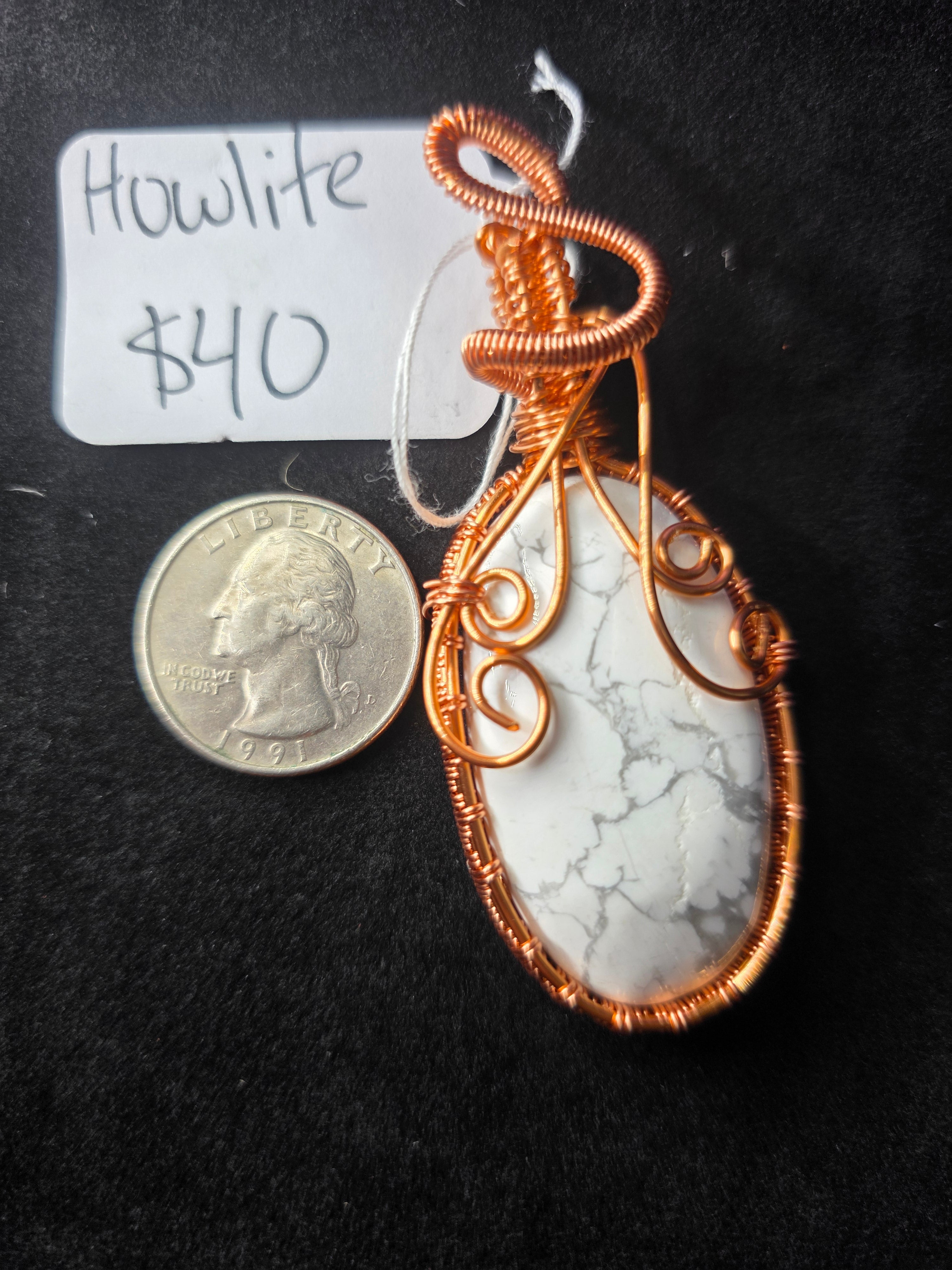 Howlite Oval Copper Pendant