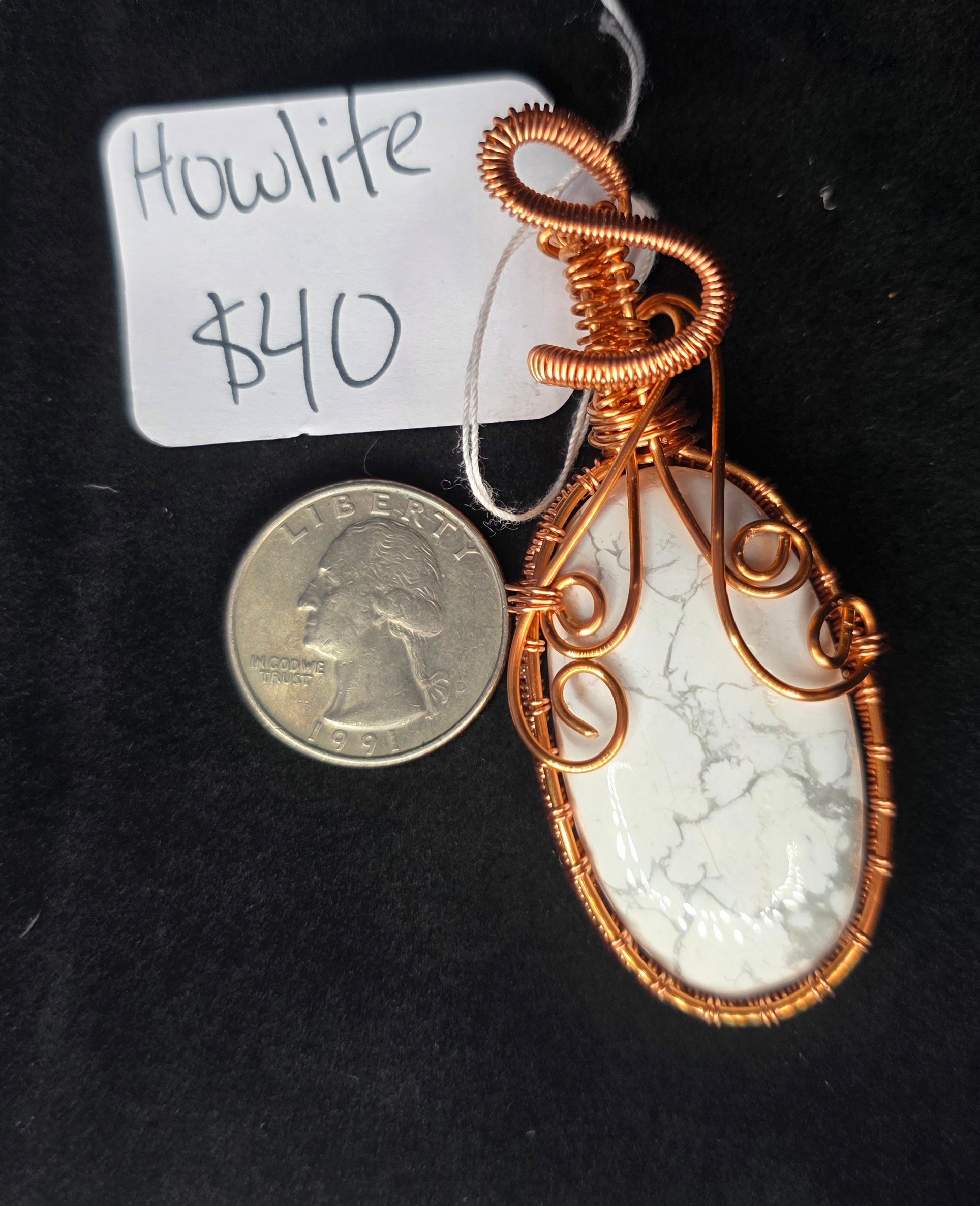 Howlite Oval Copper Pendant