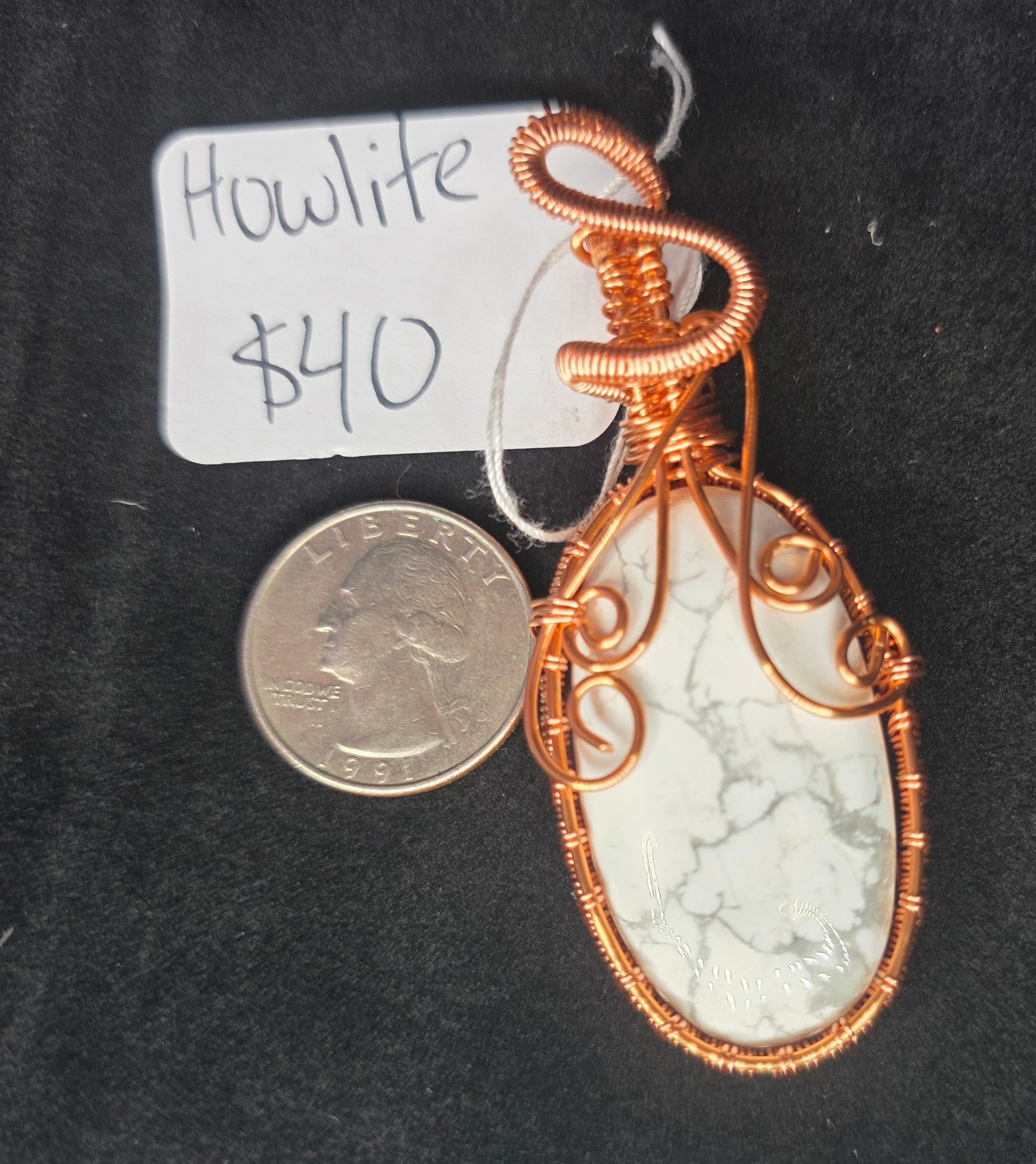 Howlite Oval Copper Pendant