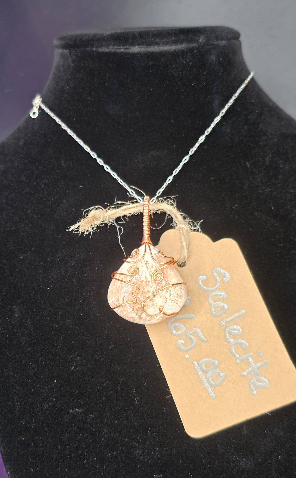 Peach Scolecite Wide Teardrop Pendant