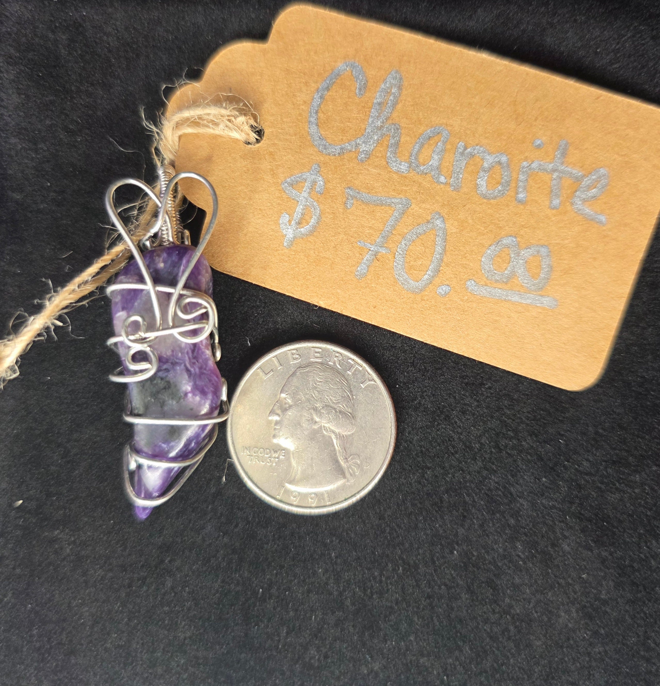 Elongated Charoite Freeform Pendant