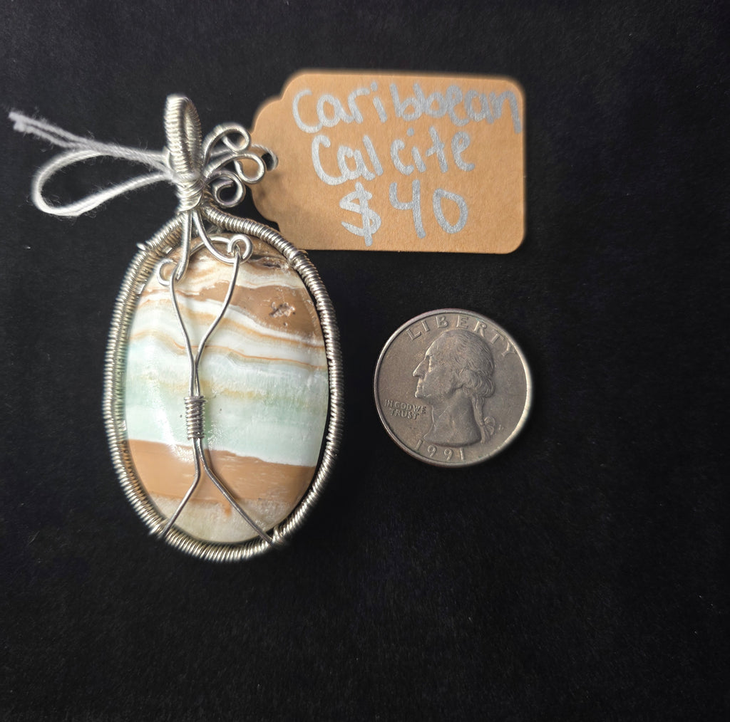 Caribbean Calcite Oval Pendant