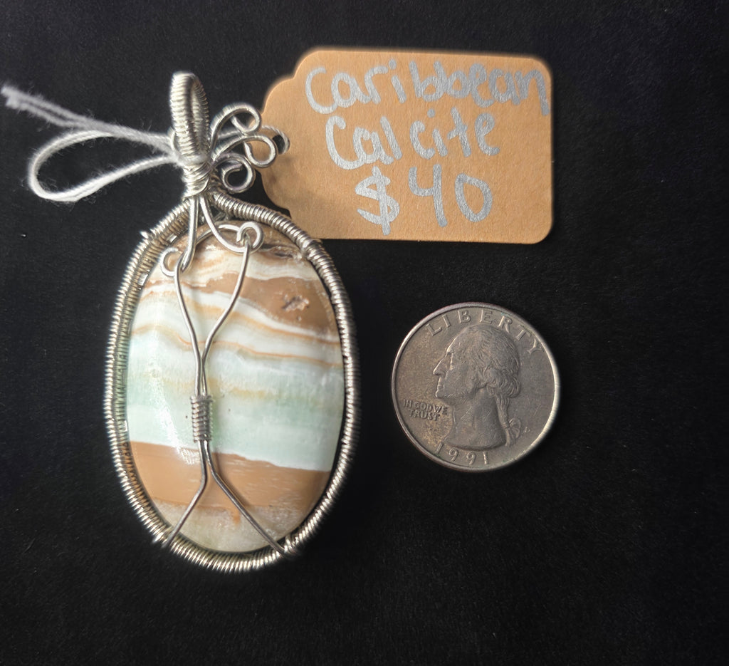 Caribbean Calcite Oval Pendant