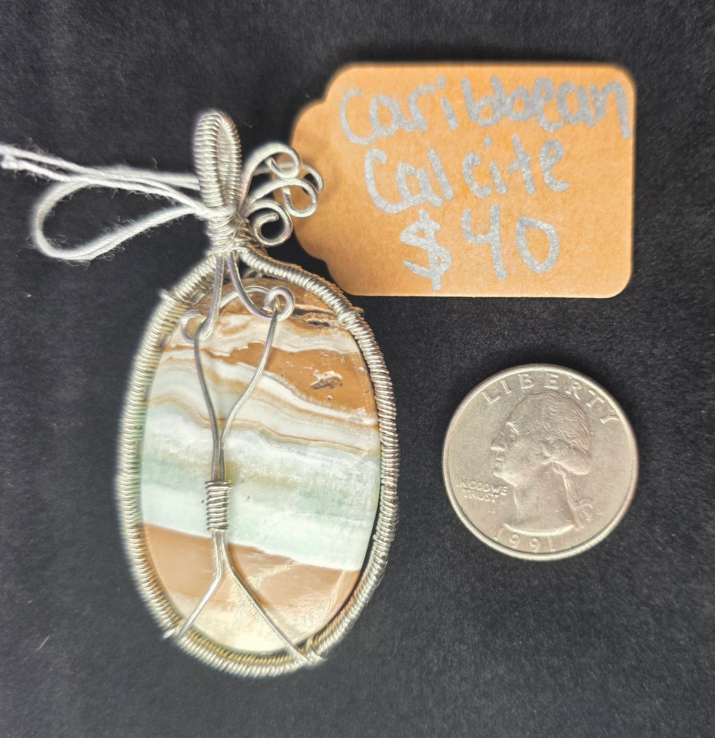 Caribbean Calcite Oval Pendant