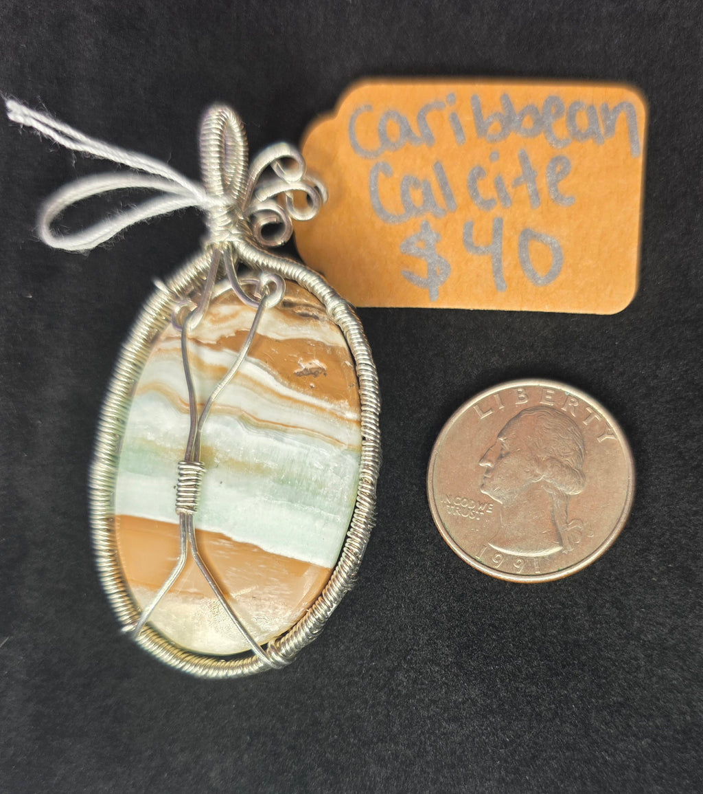 Caribbean Calcite Oval Pendant