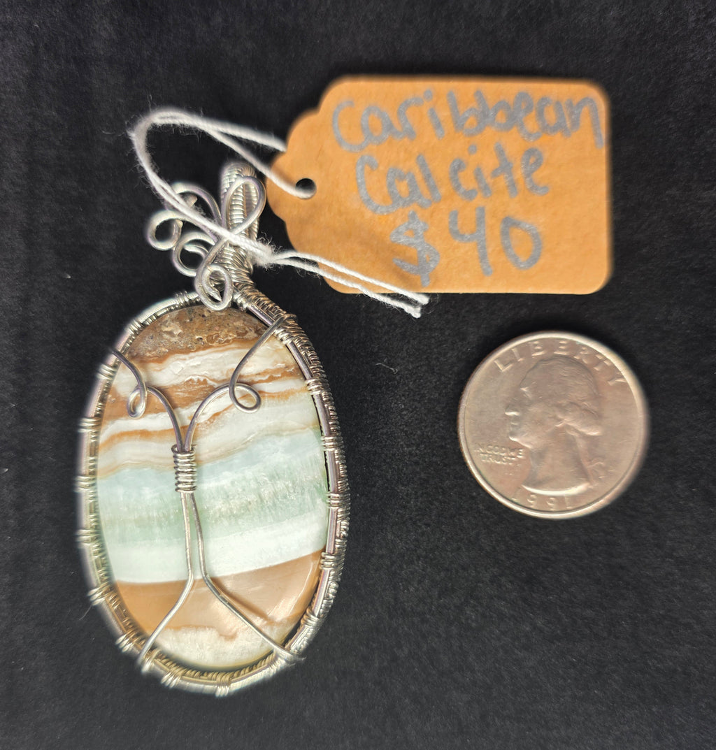 Caribbean Calcite Oval Pendant
