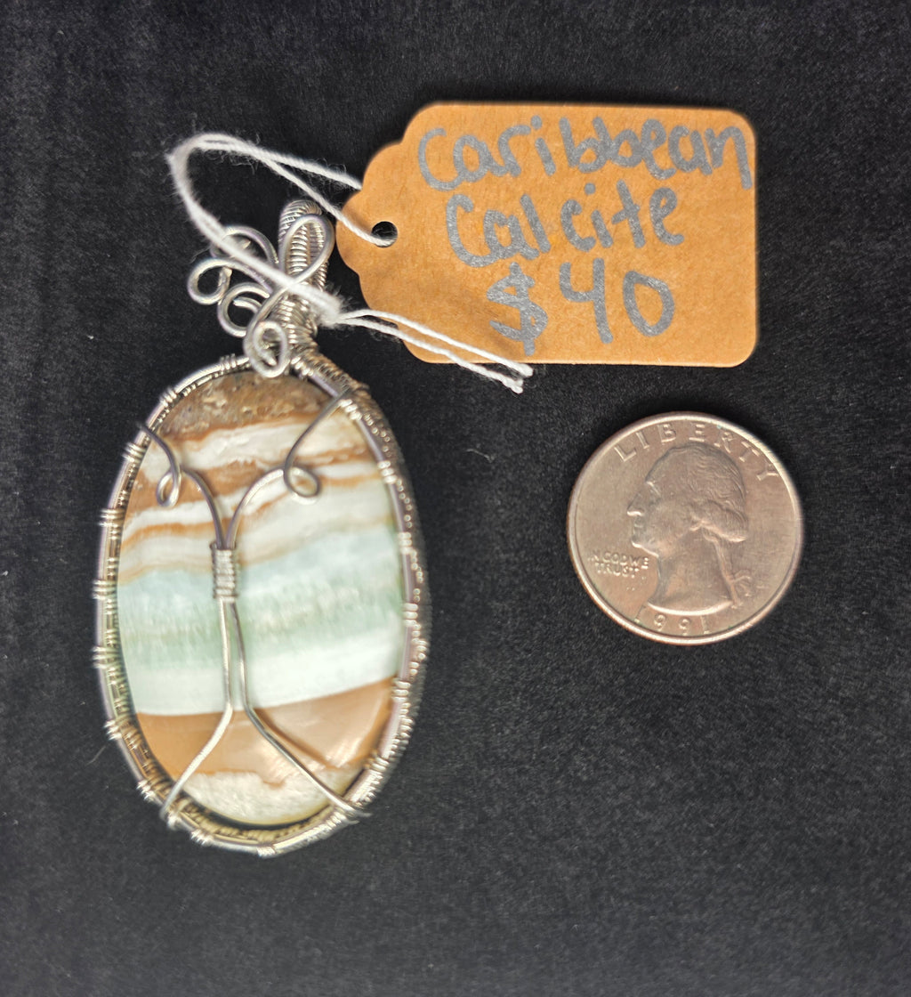 Caribbean Calcite Oval Pendant