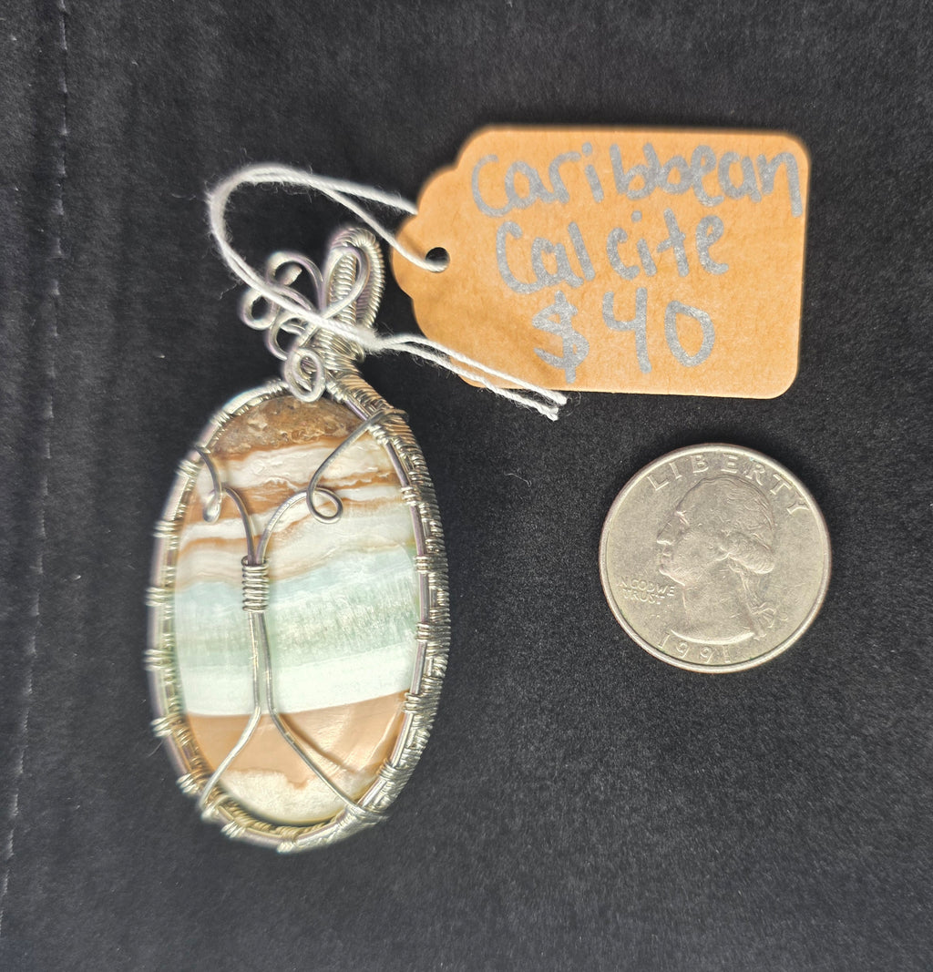 Caribbean Calcite Oval Pendant