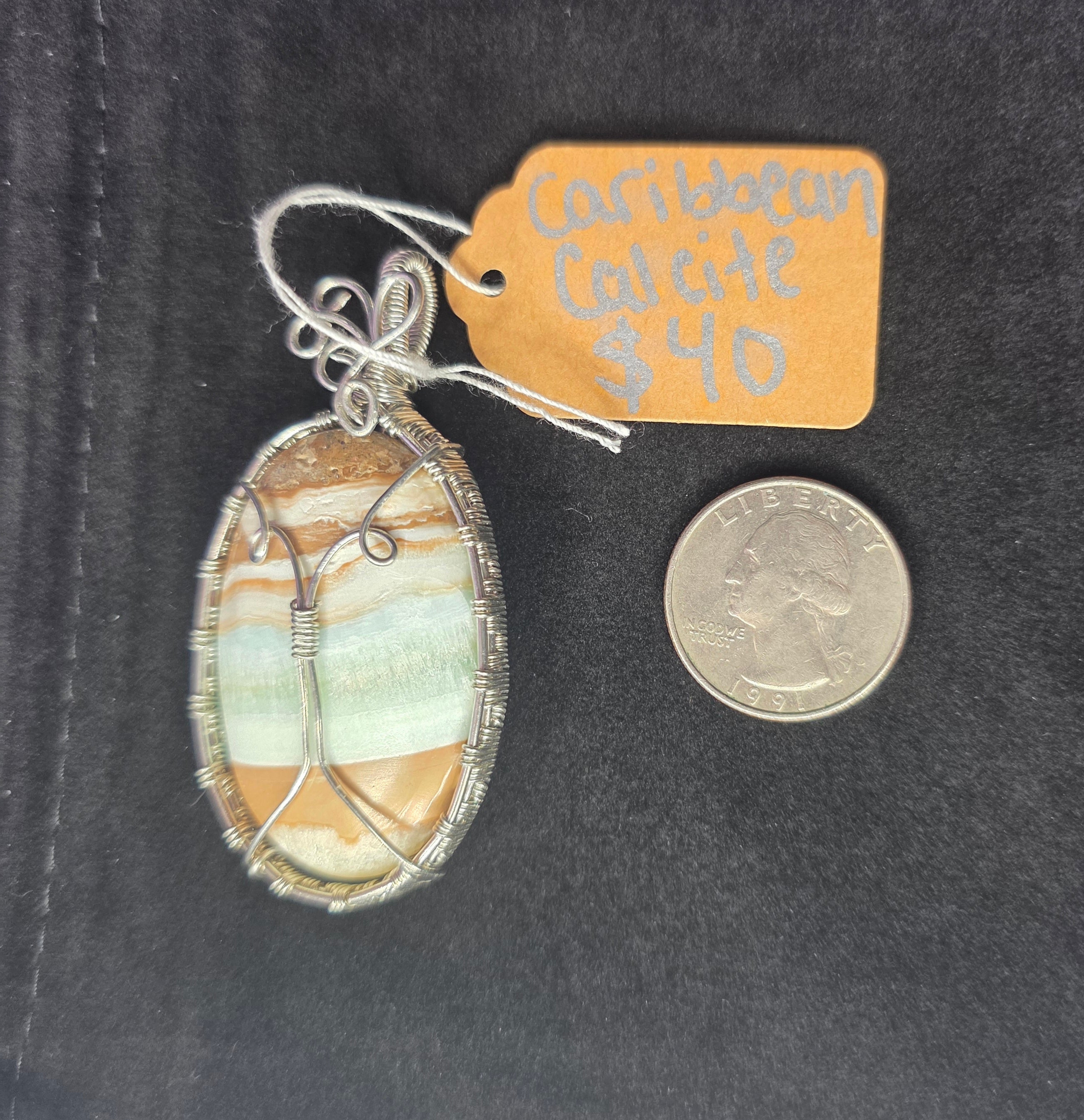 Caribbean Calcite Oval Pendant