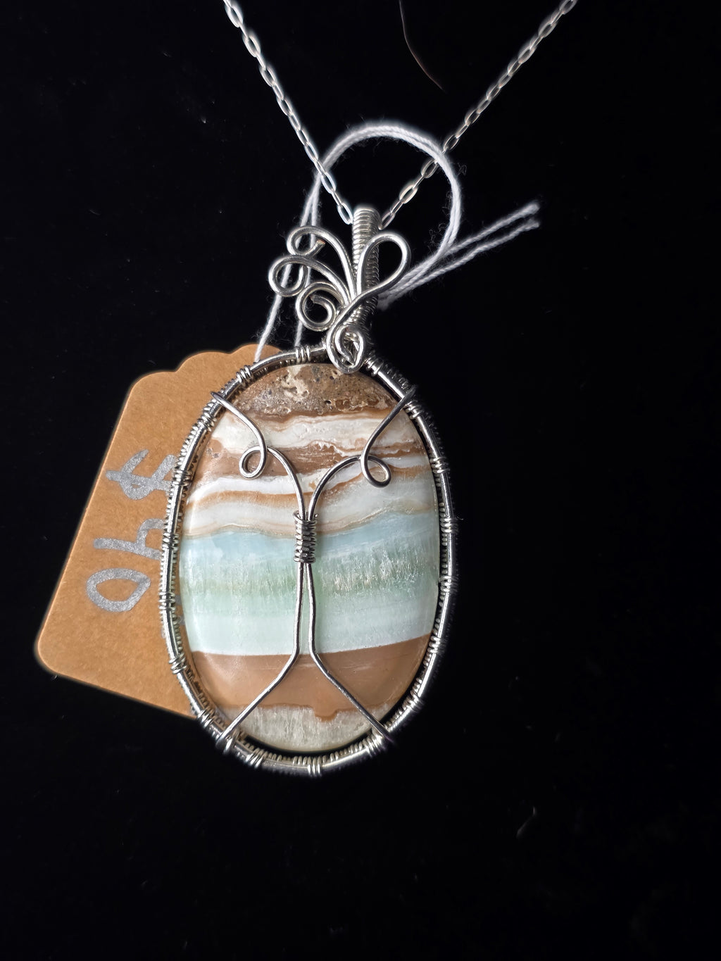 Caribbean Calcite Oval Pendant