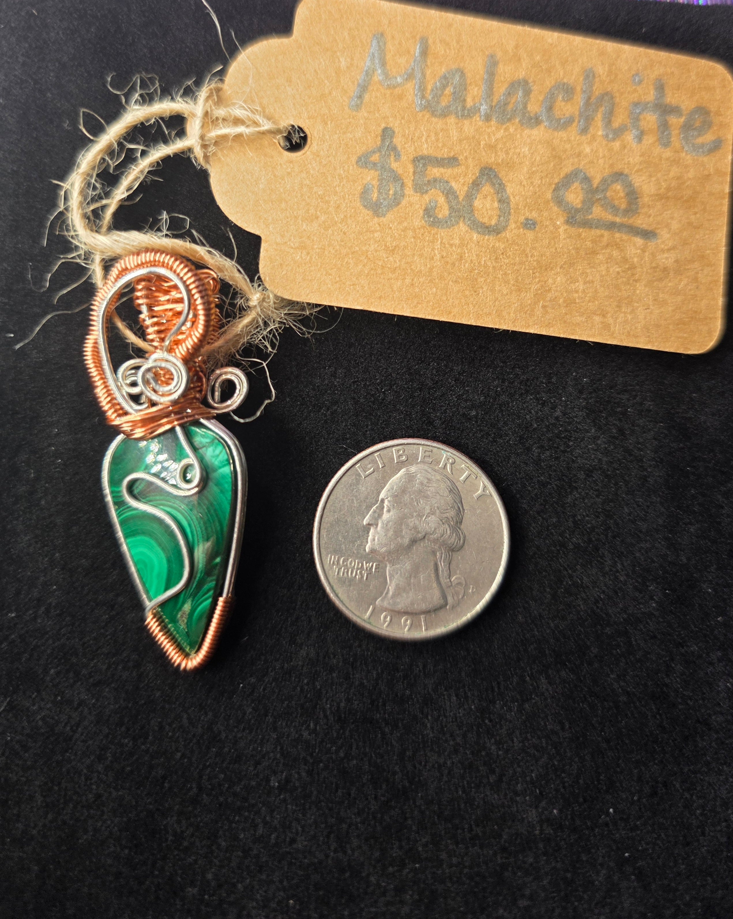 Upside Down Malachite Teardrop Pendant
