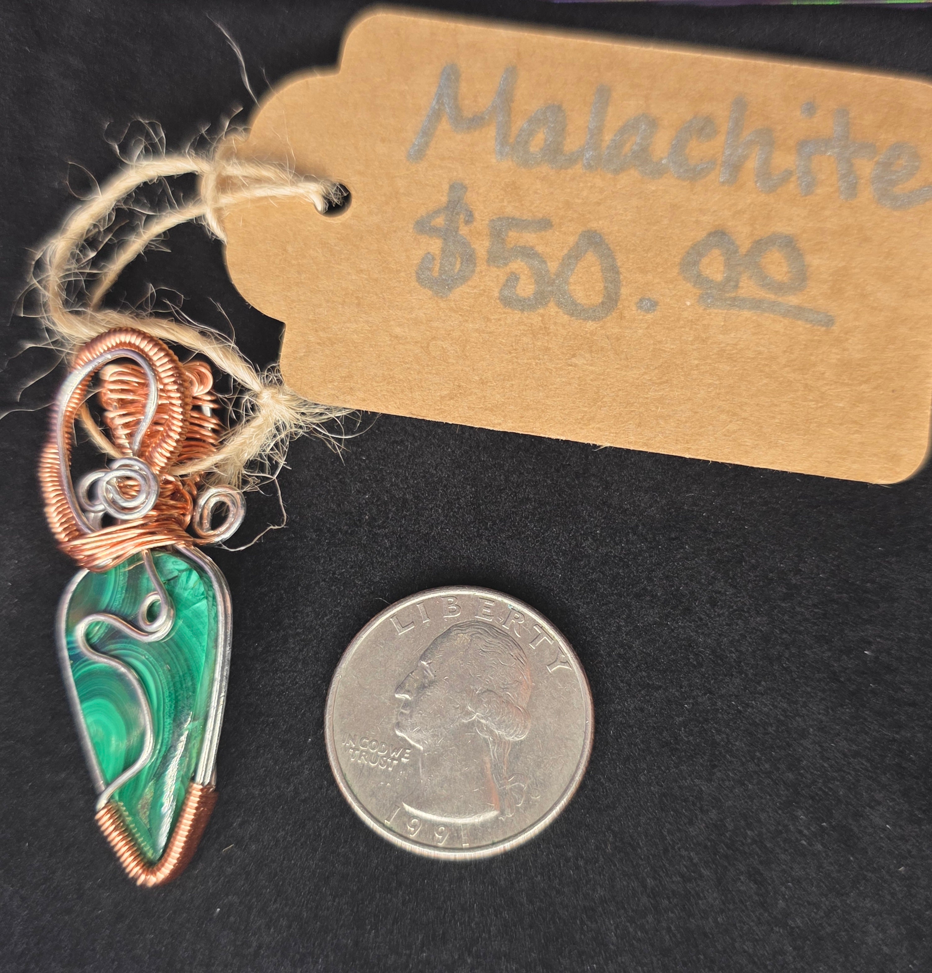 Upside Down Malachite Teardrop Pendant