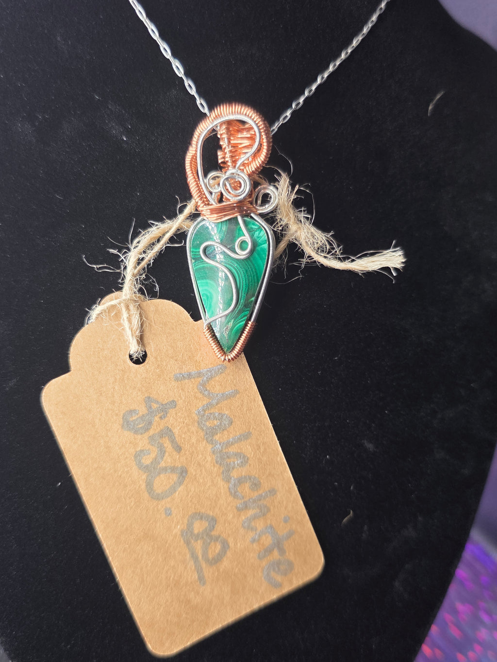 Upside Down Malachite Teardrop Pendant
