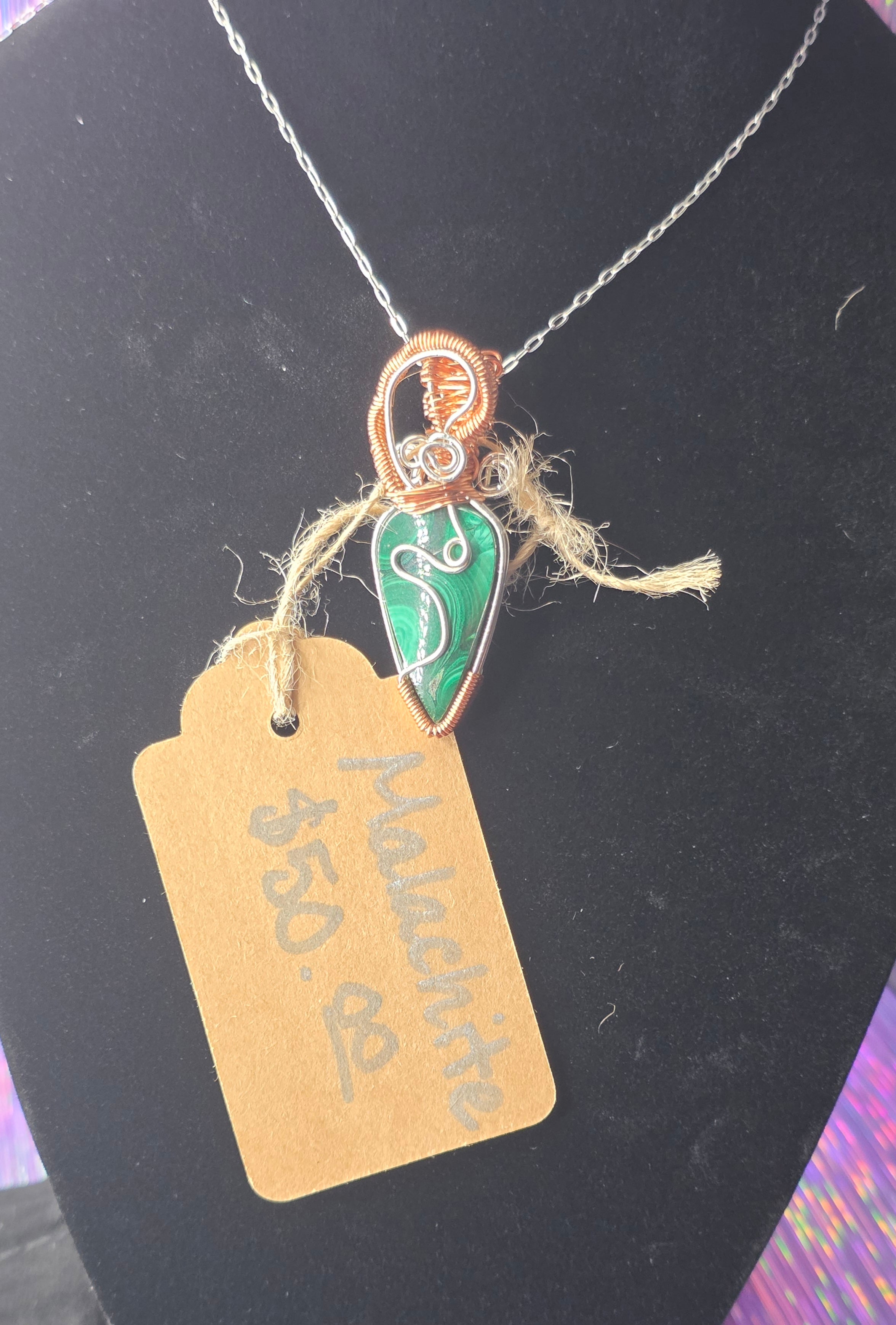 Upside Down Malachite Teardrop Pendant