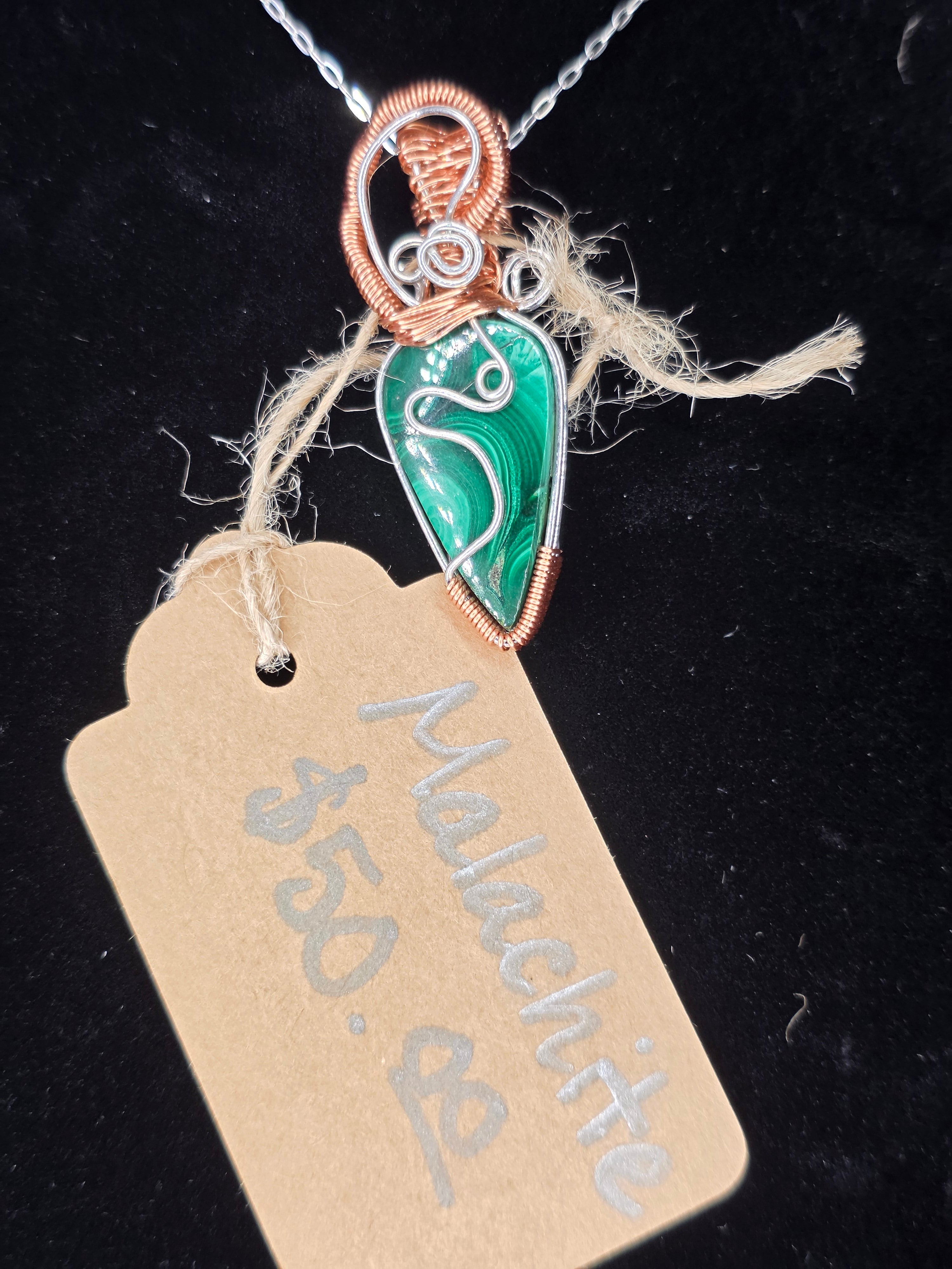 Upside Down Malachite Teardrop Pendant