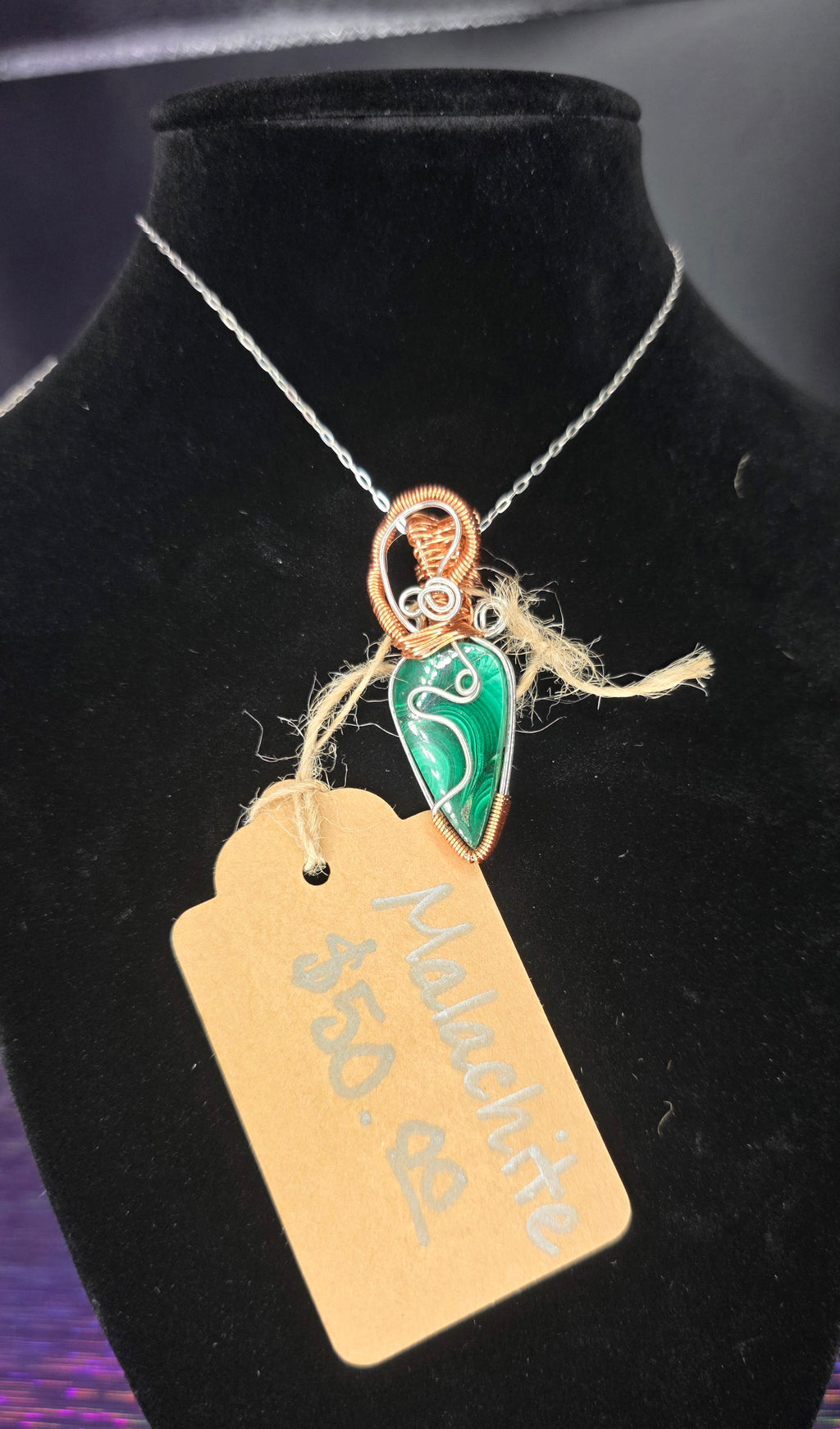 Upside Down Malachite Teardrop Pendant