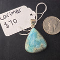 Silversmithed Wide Teardrop Larimar Pendant
