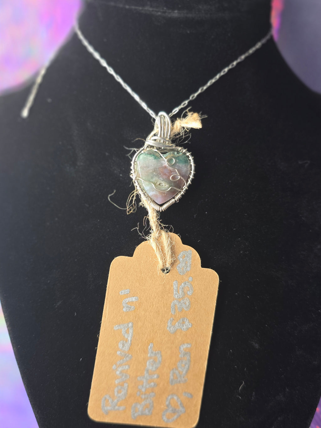 Ocean Jasper Mini Heart Moss Agate Pendant