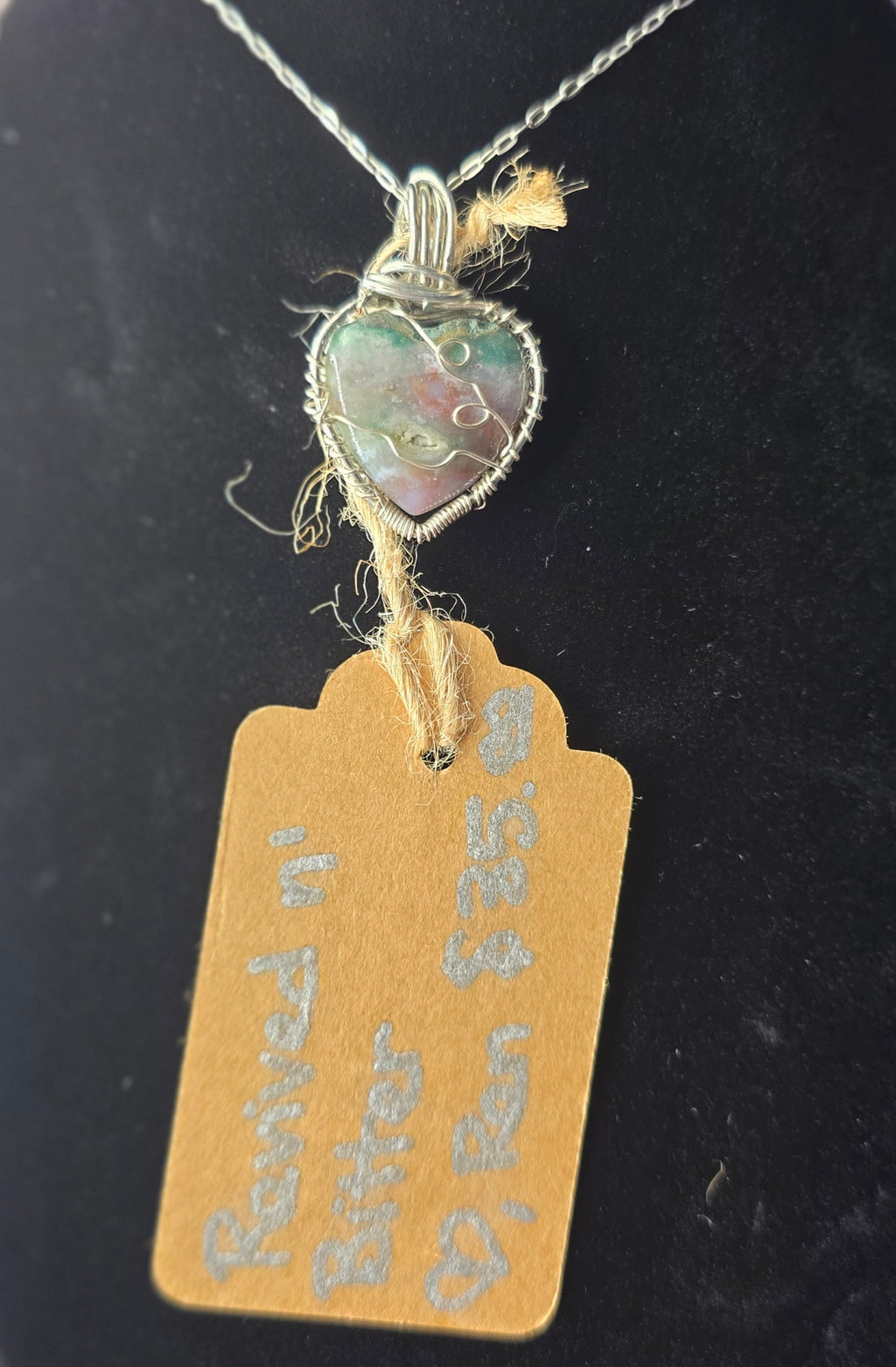 Ocean Jasper Mini Heart Moss Agate Pendant