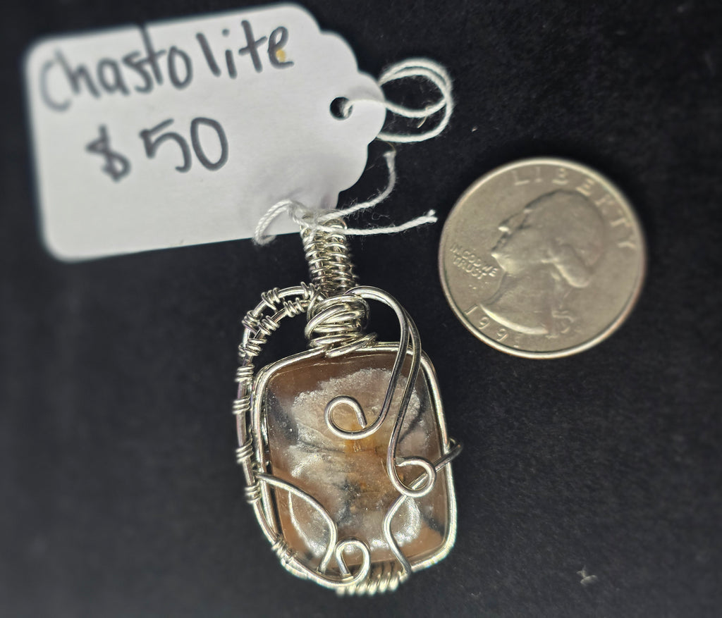 Square Chiastolite Pendant