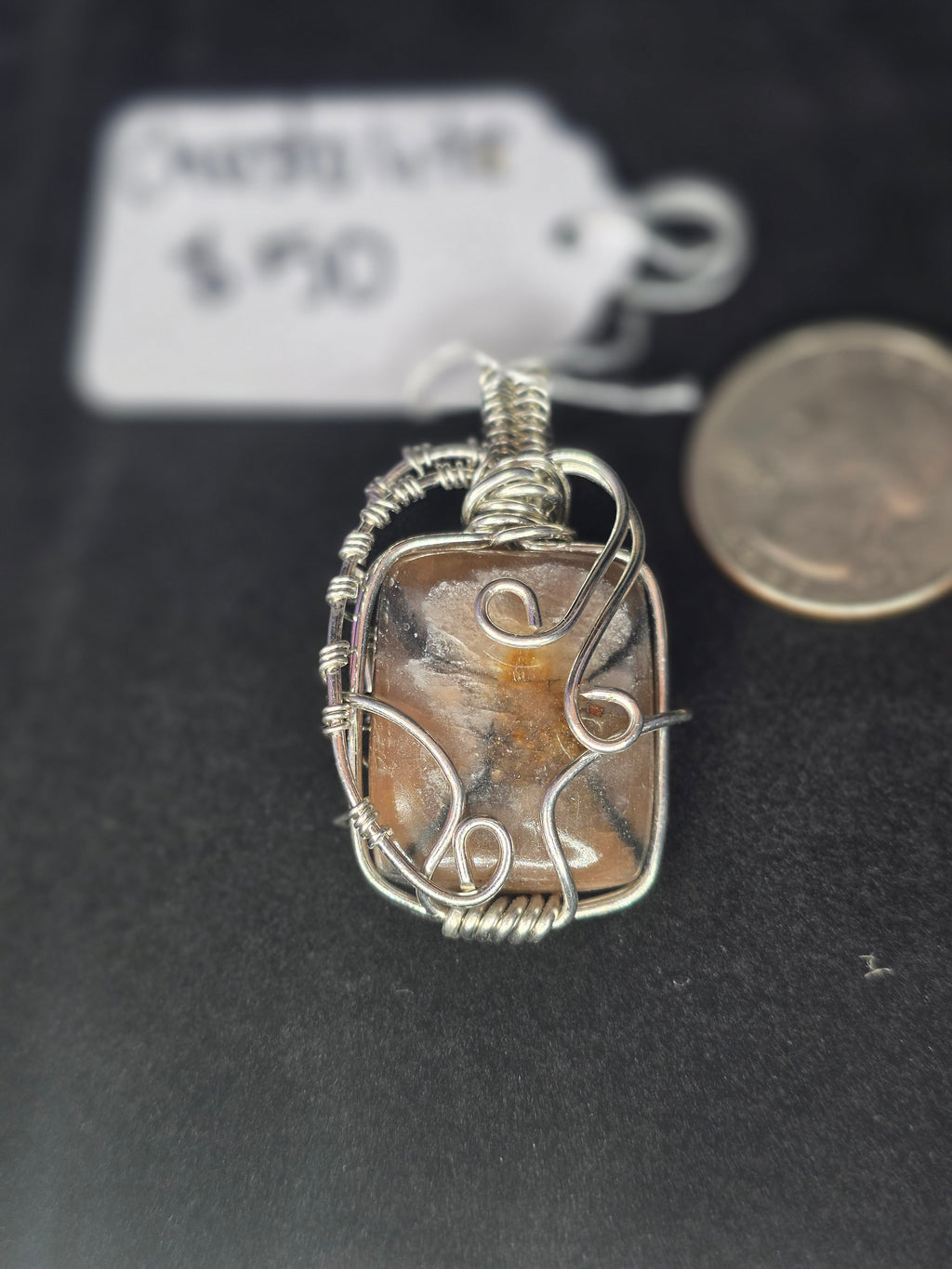 Square Chiastolite Pendant