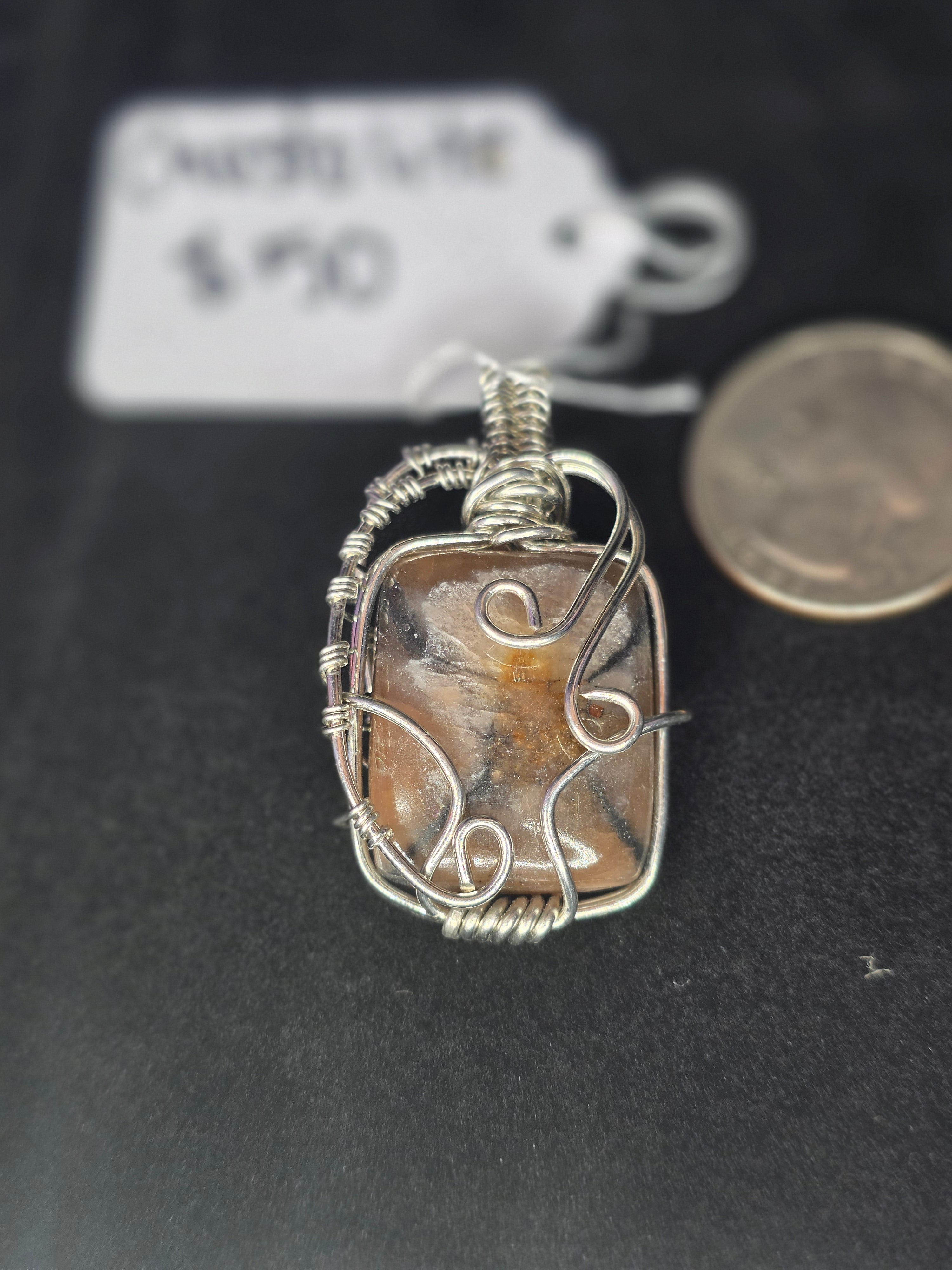 Square Chiastolite Pendant