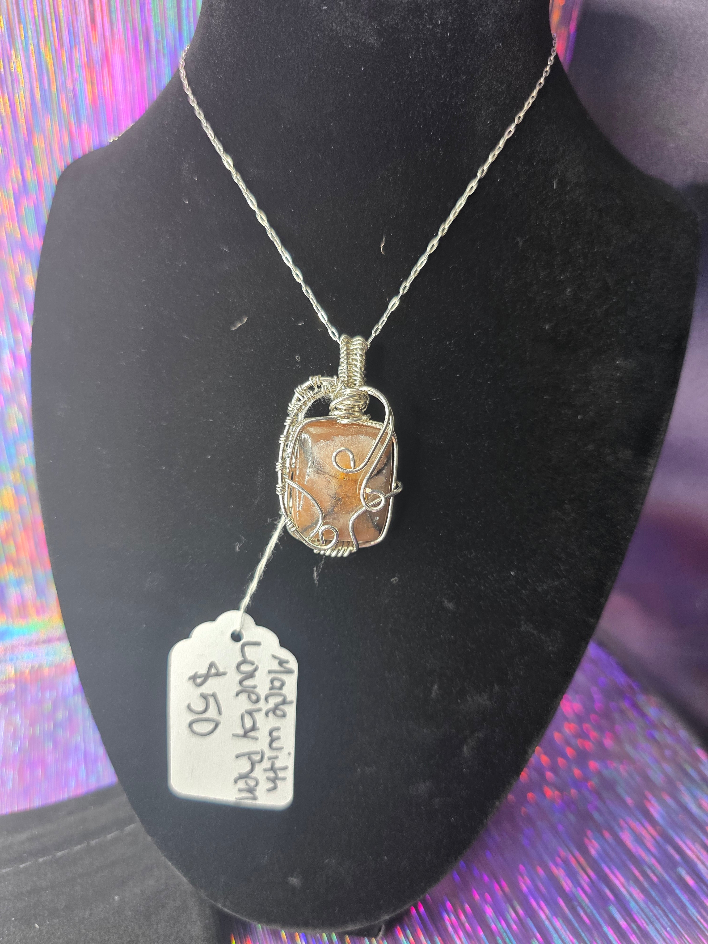 Square Chiastolite Pendant
