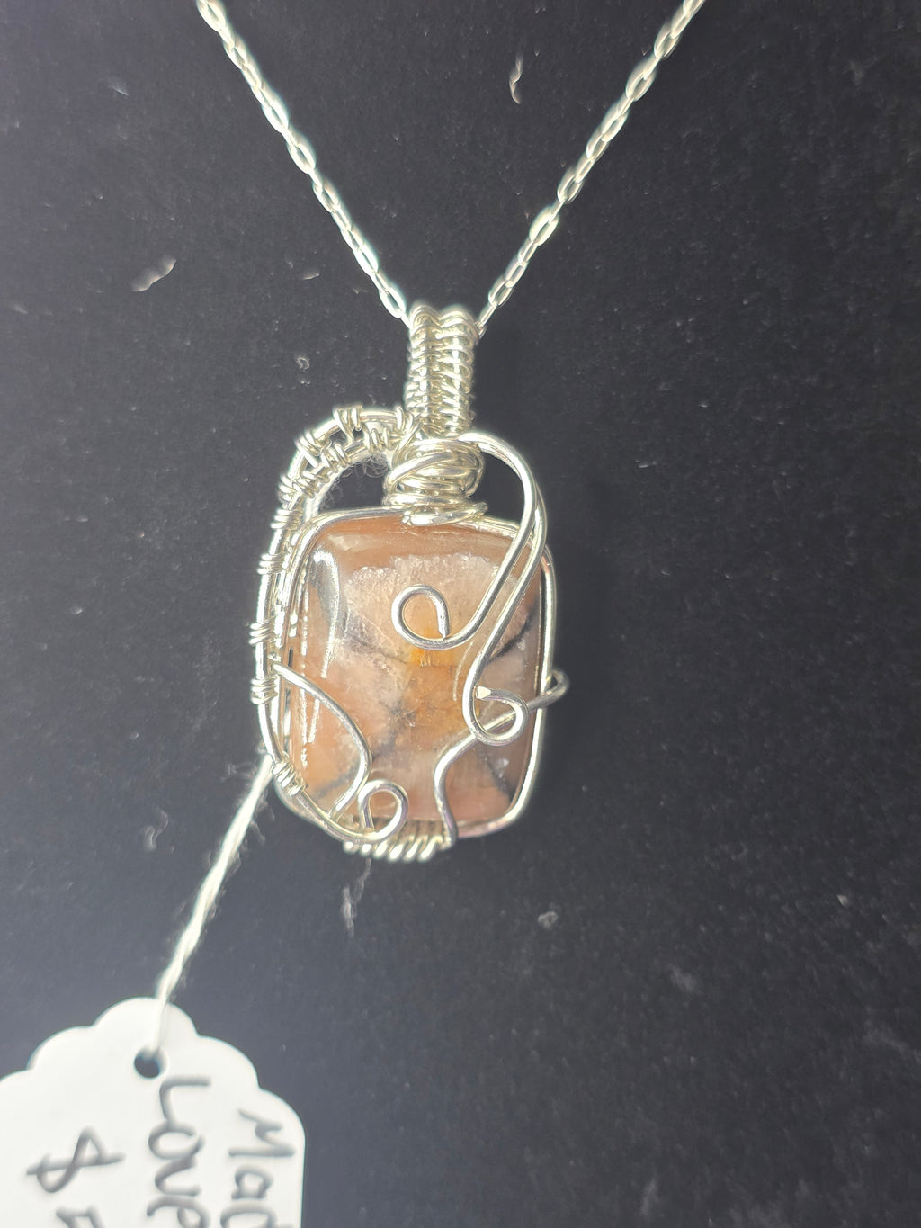 Square Chiastolite Pendant