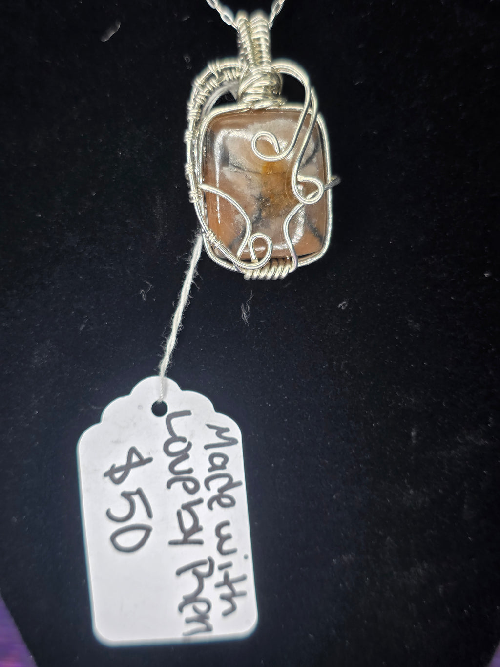 Square Chiastolite Pendant