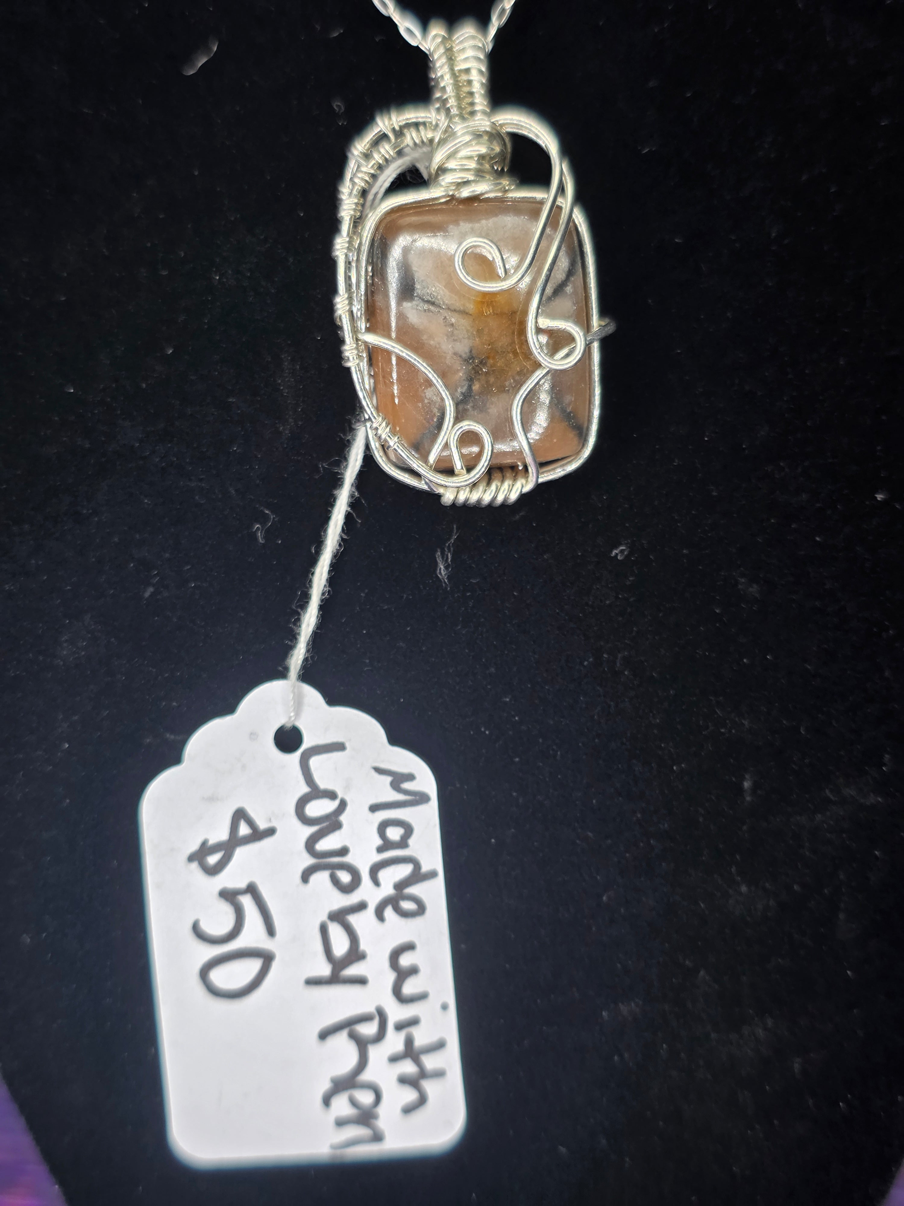 Square Chiastolite Pendant