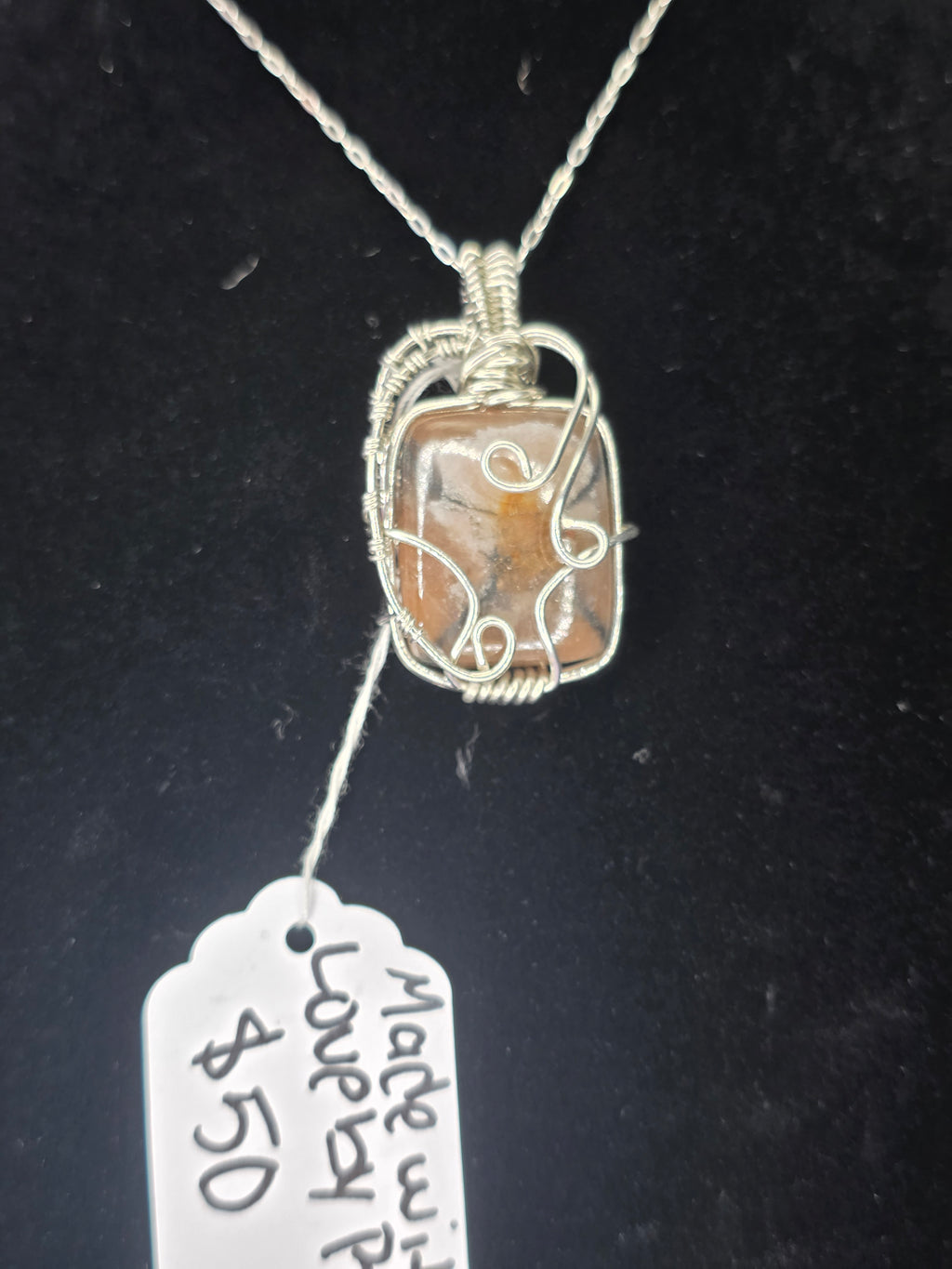Square Chiastolite Pendant