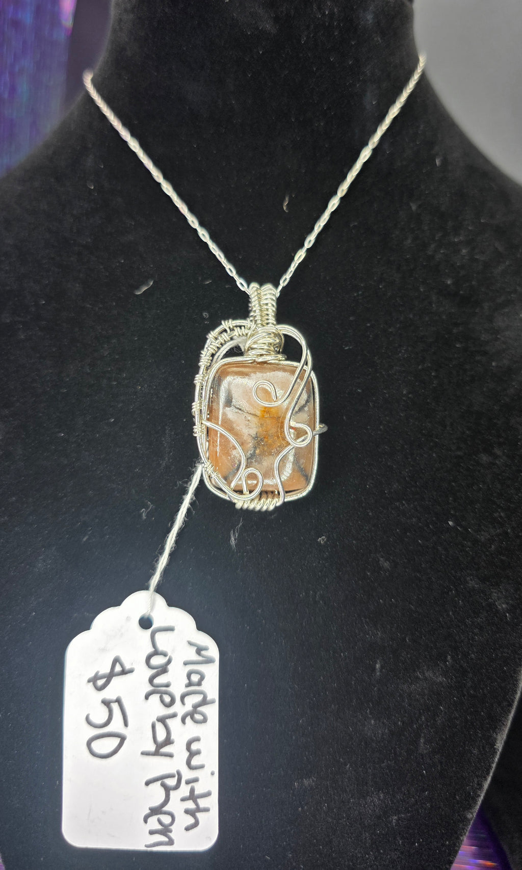 Square Chiastolite Pendant